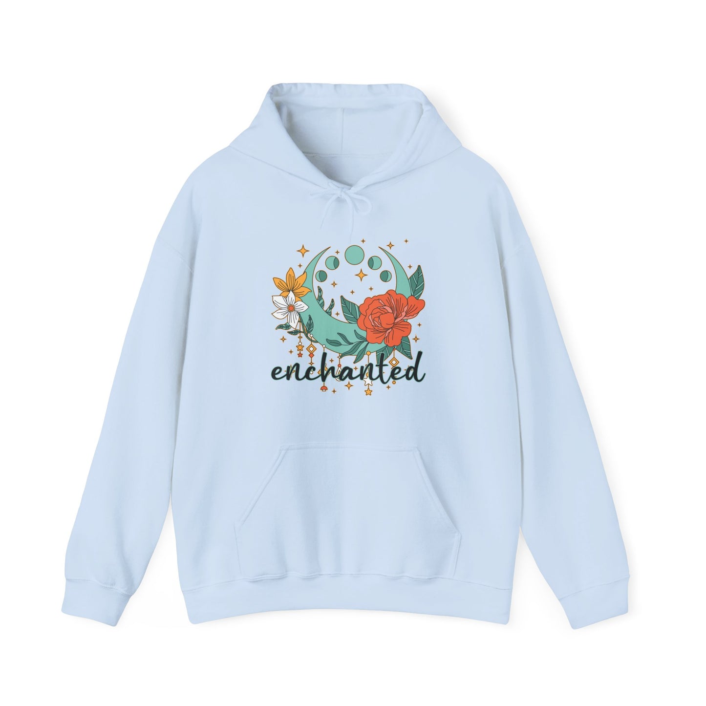 🌙Enchanted Hoodie🌸🌕 | Crescent Moon Phases & Boho Blossoms