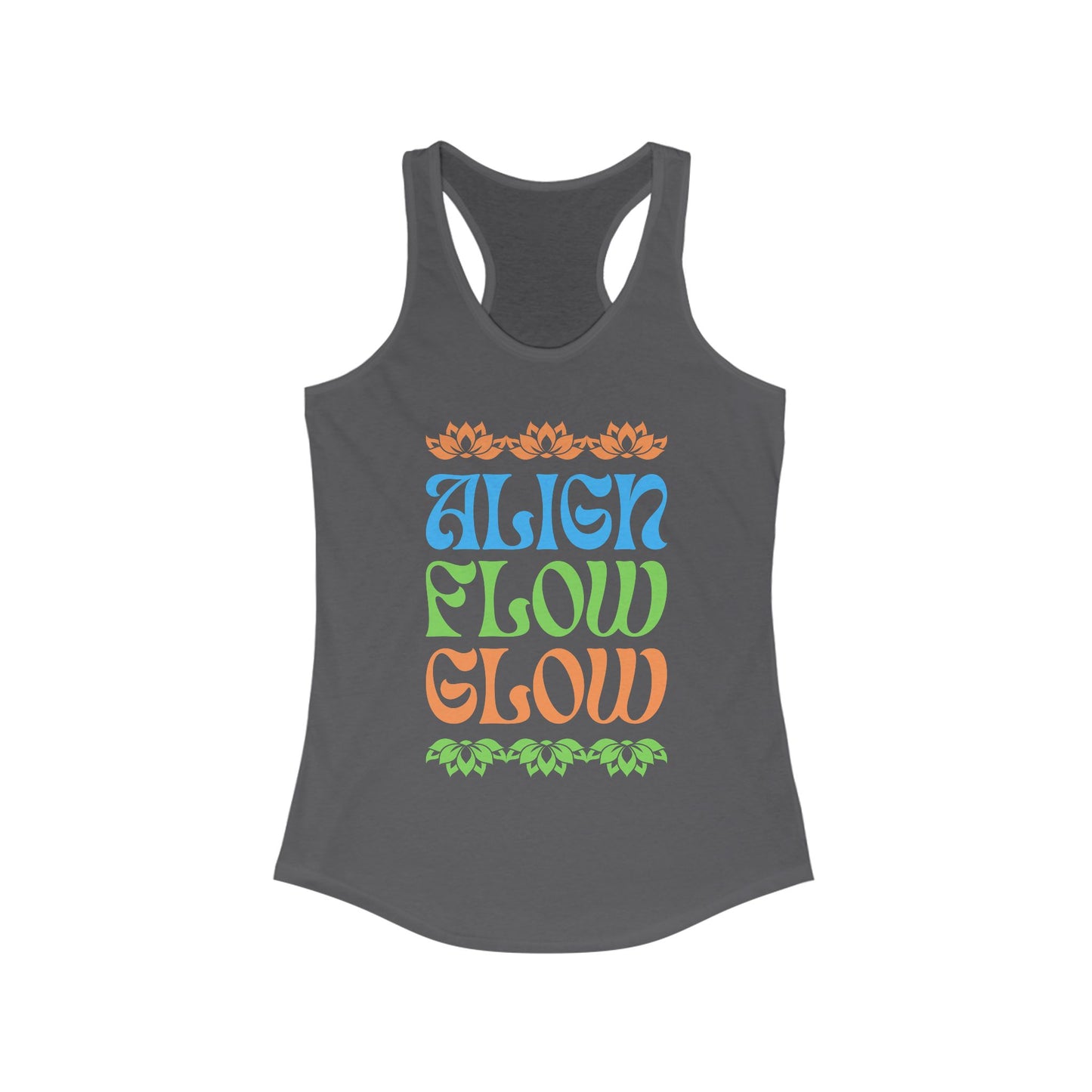 "Align • Flow • Glow" - Women's Racerback Tank Top - Radiate from the Inside Out