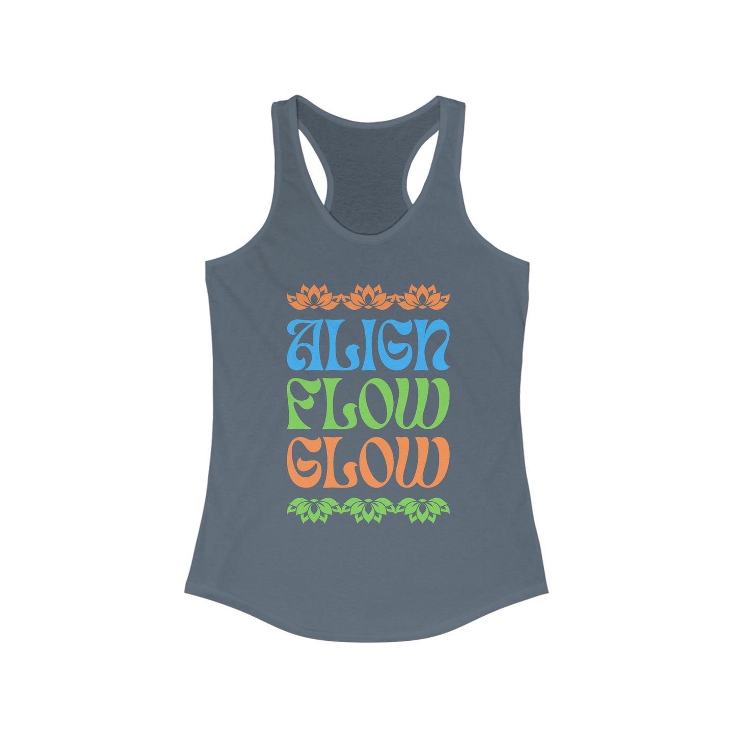 "Align • Flow • Glow" - Women's Racerback Tank Top - Radiate from the Inside Out