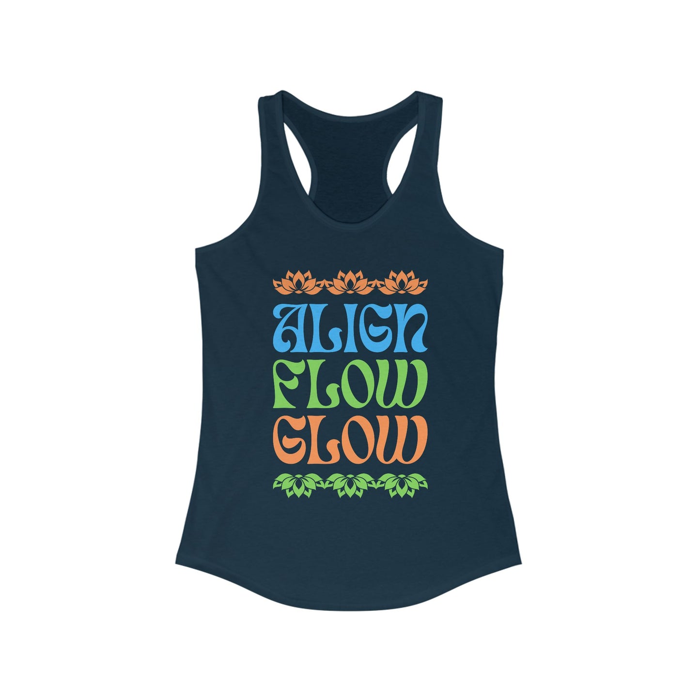 "Align • Flow • Glow" - Women's Racerback Tank Top - Radiate from the Inside Out