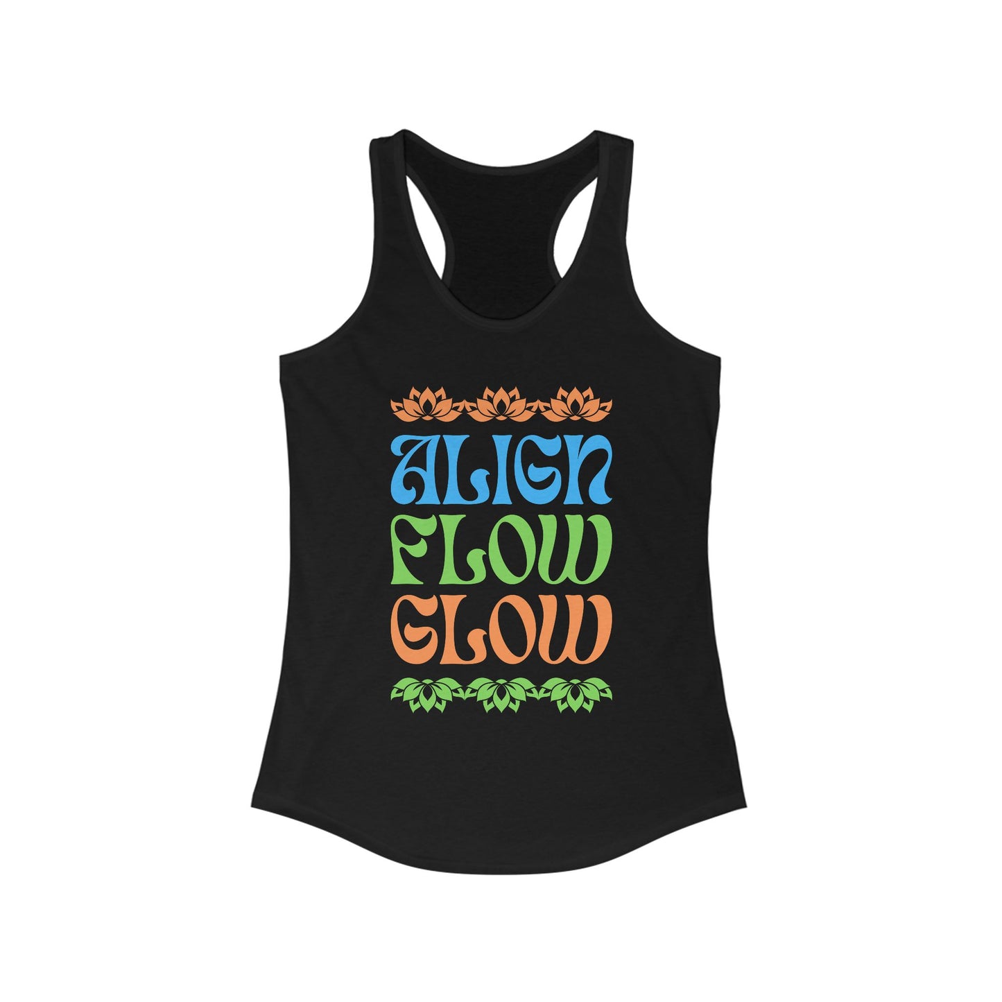 "Align • Flow • Glow" - Women's Racerback Tank Top - Radiate from the Inside Out