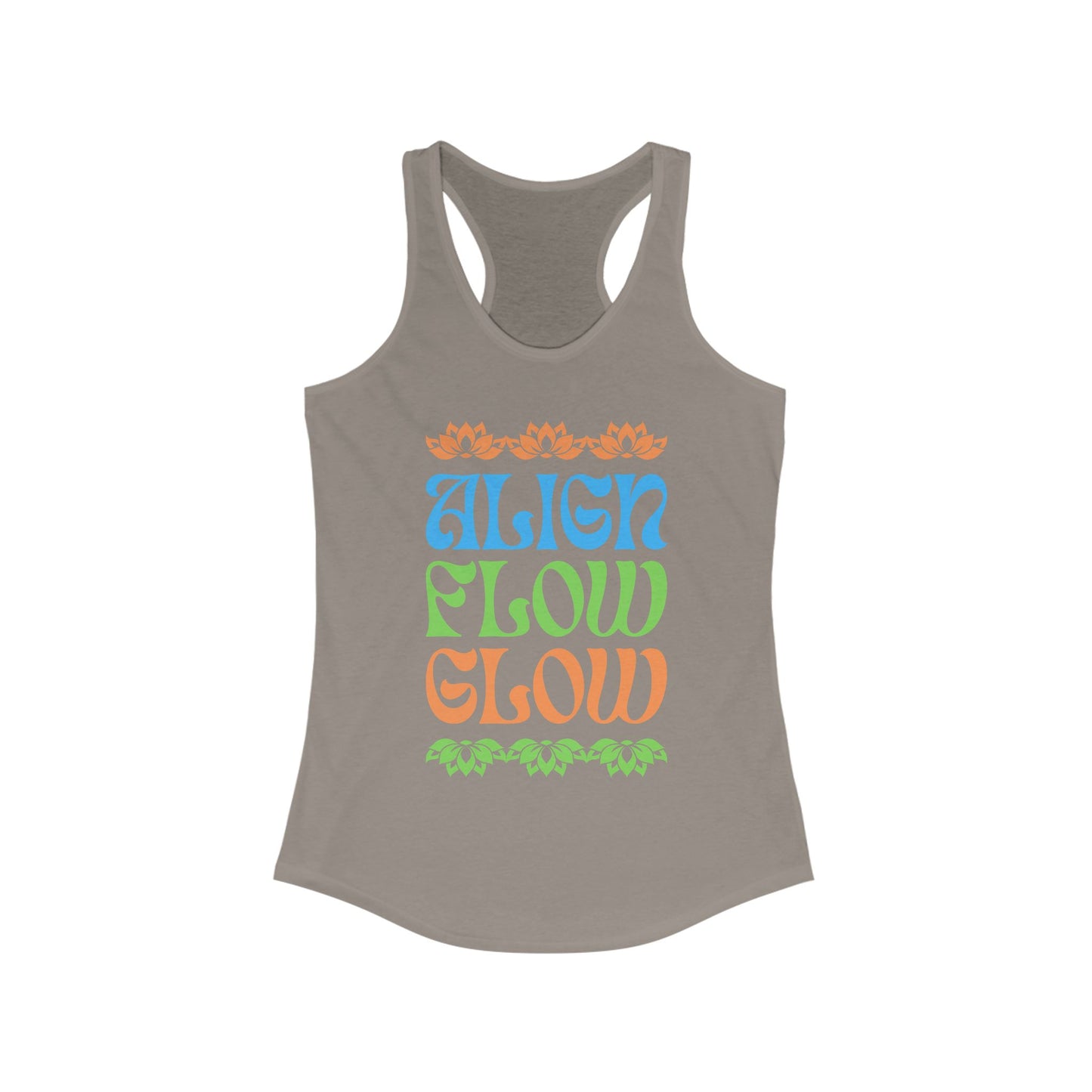 "Align • Flow • Glow" - Women's Racerback Tank Top - Radiate from the Inside Out