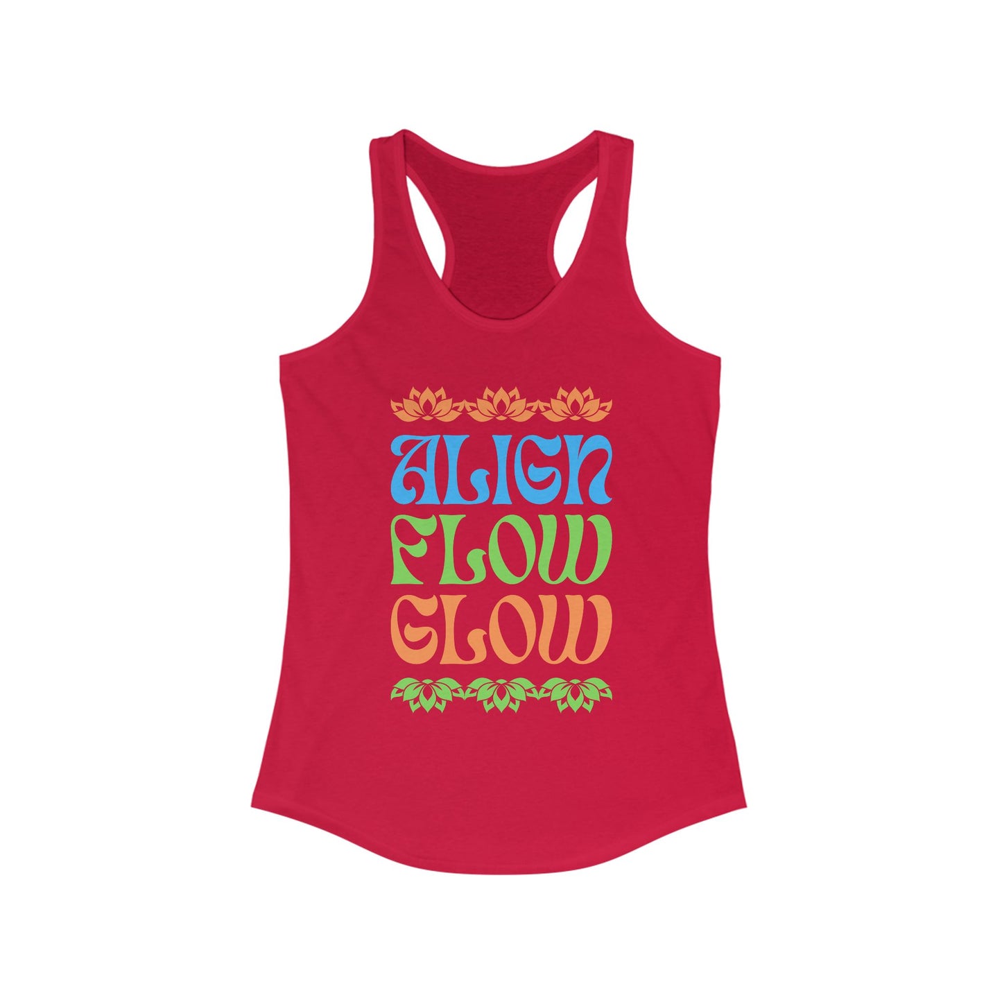 "Align • Flow • Glow" - Women's Racerback Tank Top - Radiate from the Inside Out