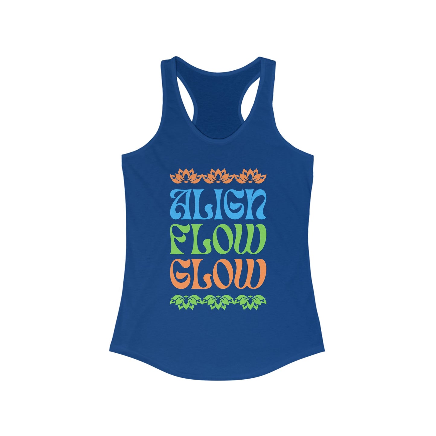 "Align • Flow • Glow" - Women's Racerback Tank Top - Radiate from the Inside Out