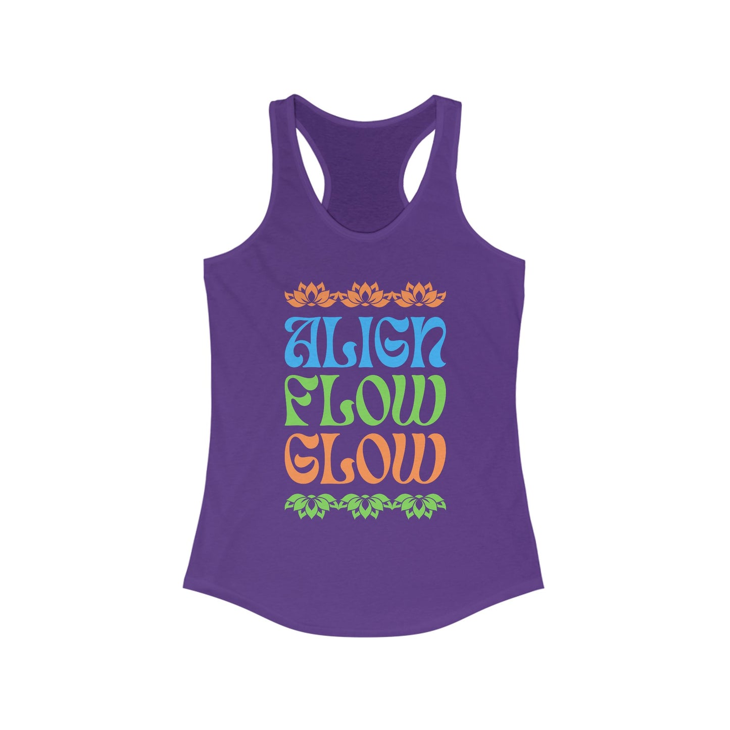 "Align • Flow • Glow" - Women's Racerback Tank Top - Radiate from the Inside Out