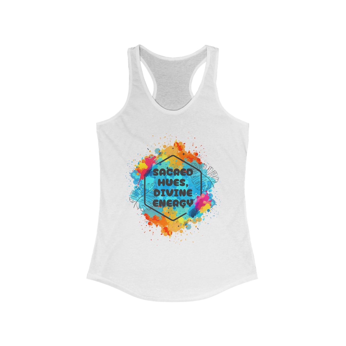 "Sacred Hues Divine Energy" Racerback Tank - Vibrant Artistic Design for Active Souls
