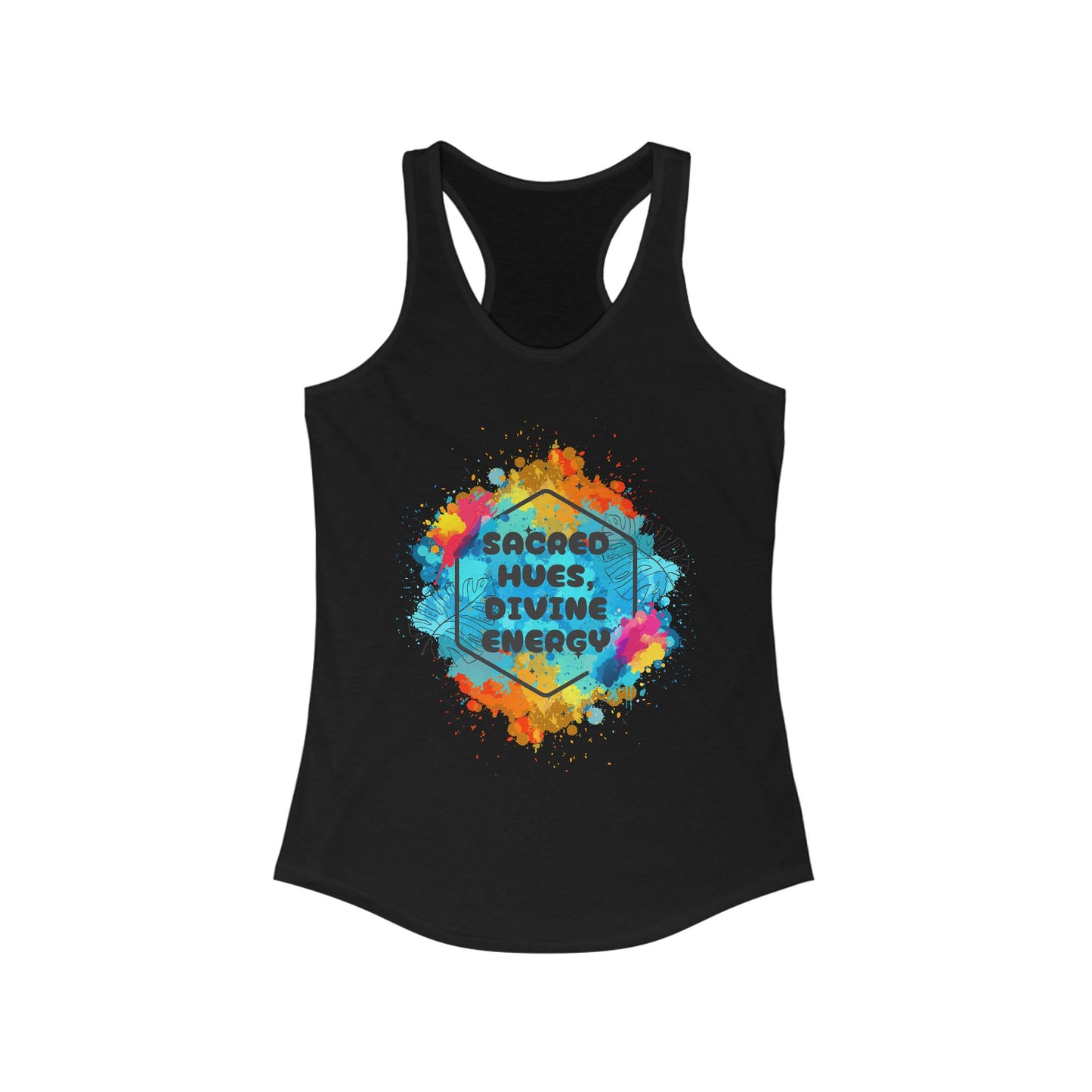 "Sacred Hues Divine Energy" Racerback Tank - Vibrant Artistic Design for Active Souls
