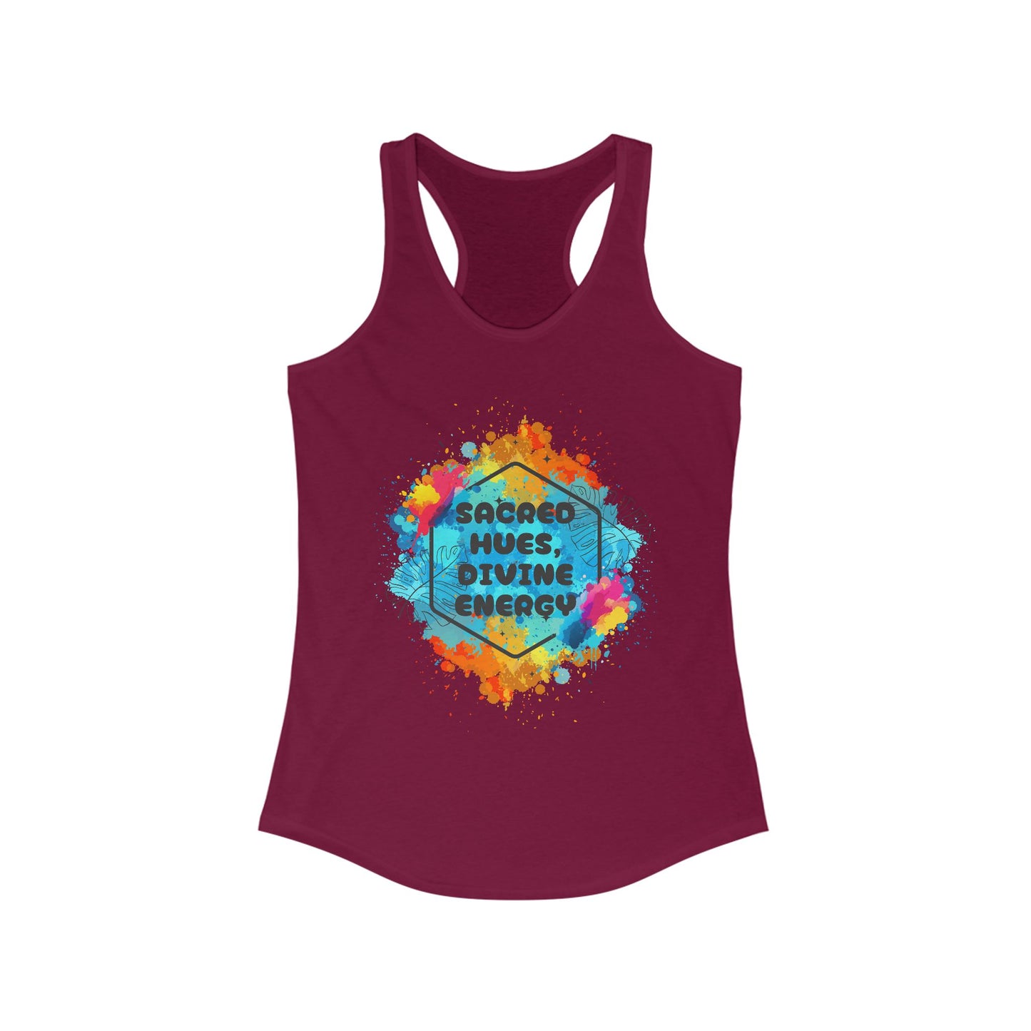 "Sacred Hues Divine Energy" Racerback Tank - Vibrant Artistic Design for Active Souls