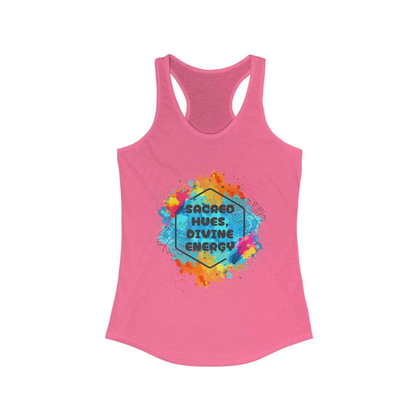 "Sacred Hues Divine Energy" Racerback Tank - Vibrant Artistic Design for Active Souls