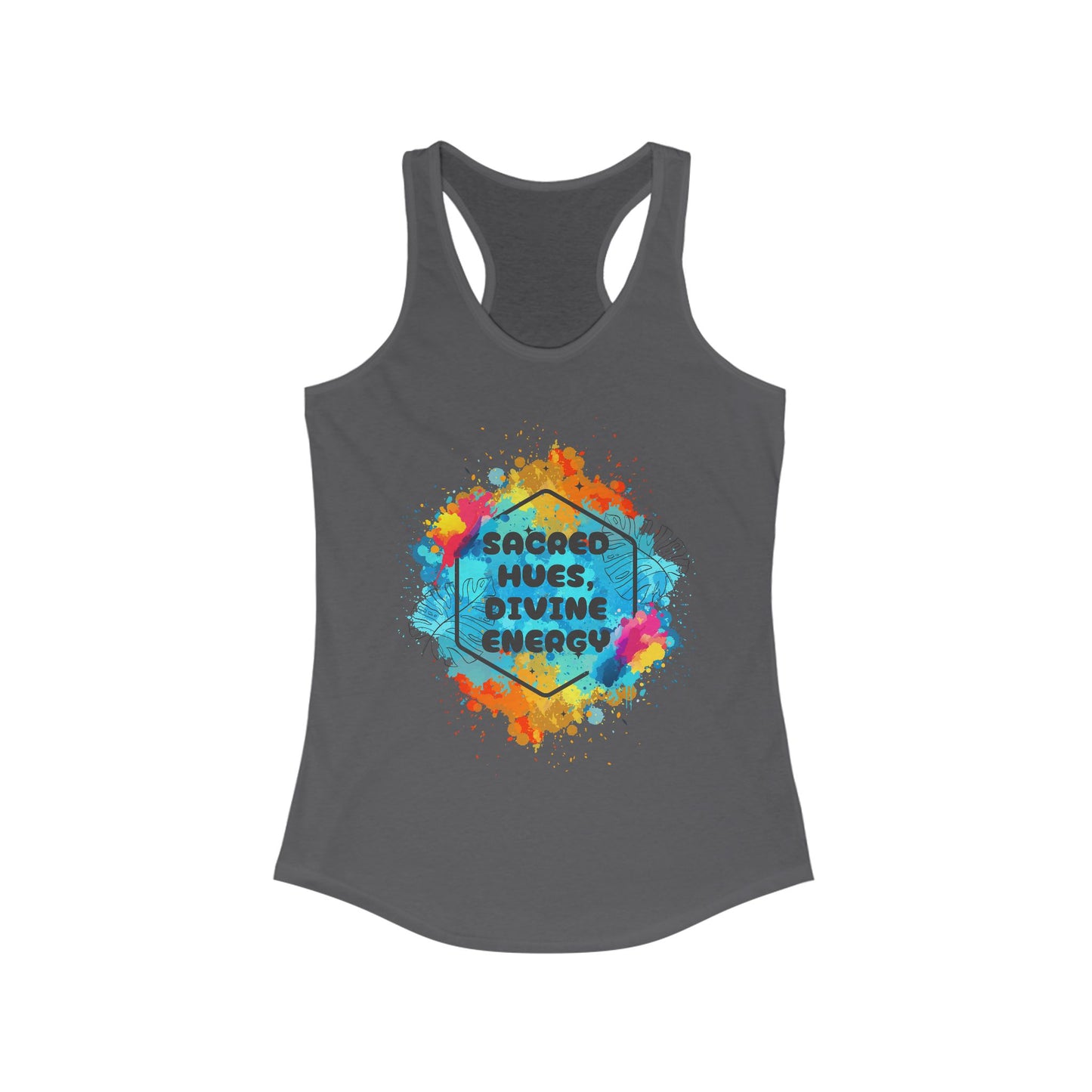 "Sacred Hues Divine Energy" Racerback Tank - Vibrant Artistic Design for Active Souls