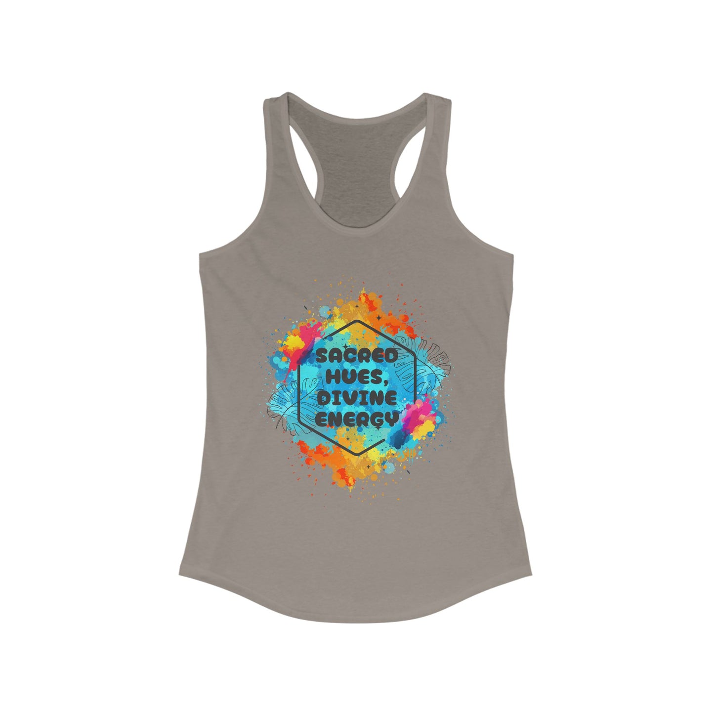 "Sacred Hues Divine Energy" Racerback Tank - Vibrant Artistic Design for Active Souls