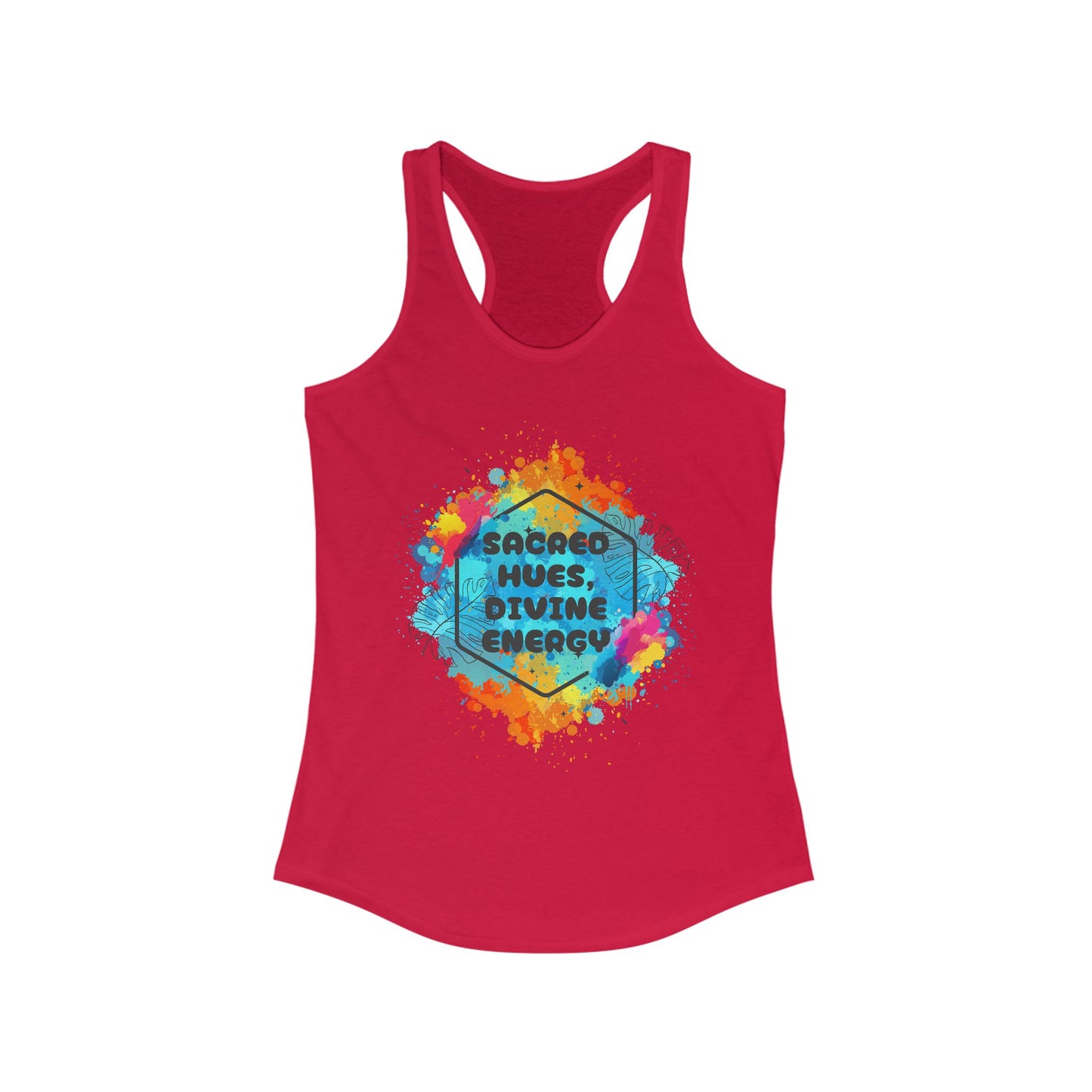 "Sacred Hues Divine Energy" Racerback Tank - Vibrant Artistic Design for Active Souls