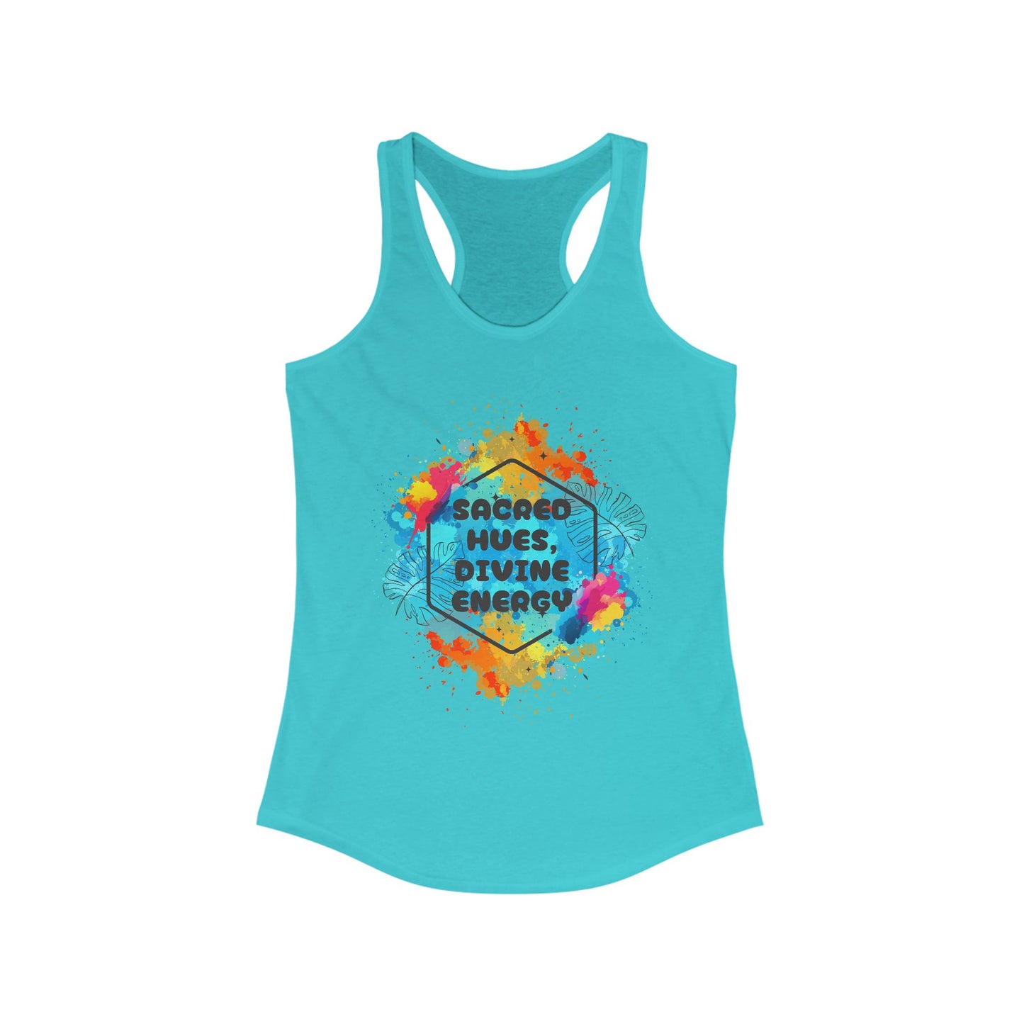 "Sacred Hues Divine Energy" Racerback Tank - Vibrant Artistic Design for Active Souls
