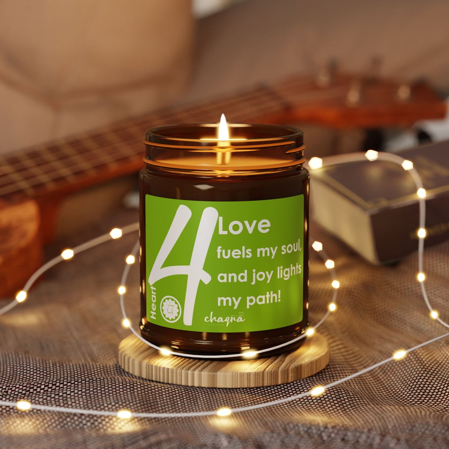 HEART CHAQRA Affirmation Candle 9oz. - "Love fuels my soul, and joy lights my path!" - Scented Soy Candle