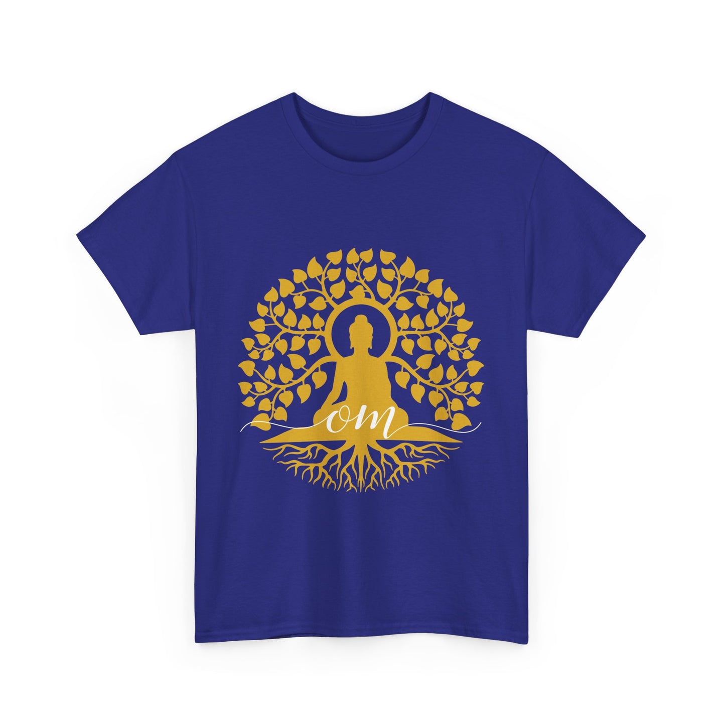 Rooted in Om - Buddha Under the Bodhi Tree Heavy Cotton Tee