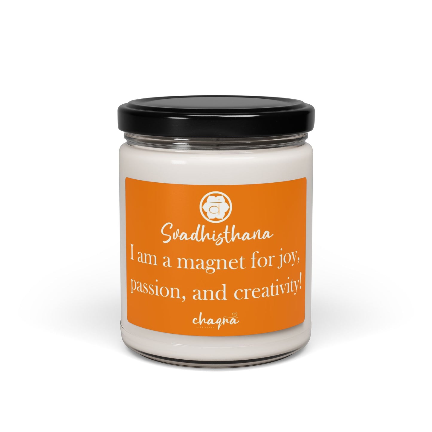 Svadhisthana CHAQRA Affirmation Candle 9oz. - "I am a magnet for joy, passion, and creativity!" - Scented Soy Candle