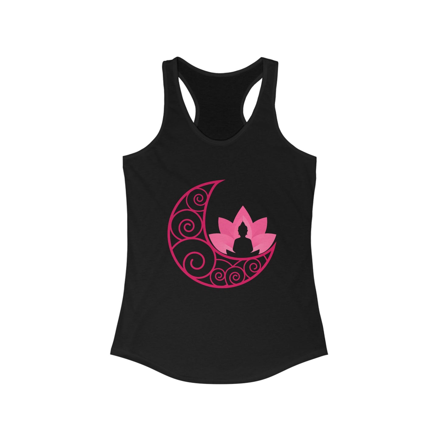 Moon & Buddha & Lotus Racerback Tank - Move in Peace, Glow with Intention
