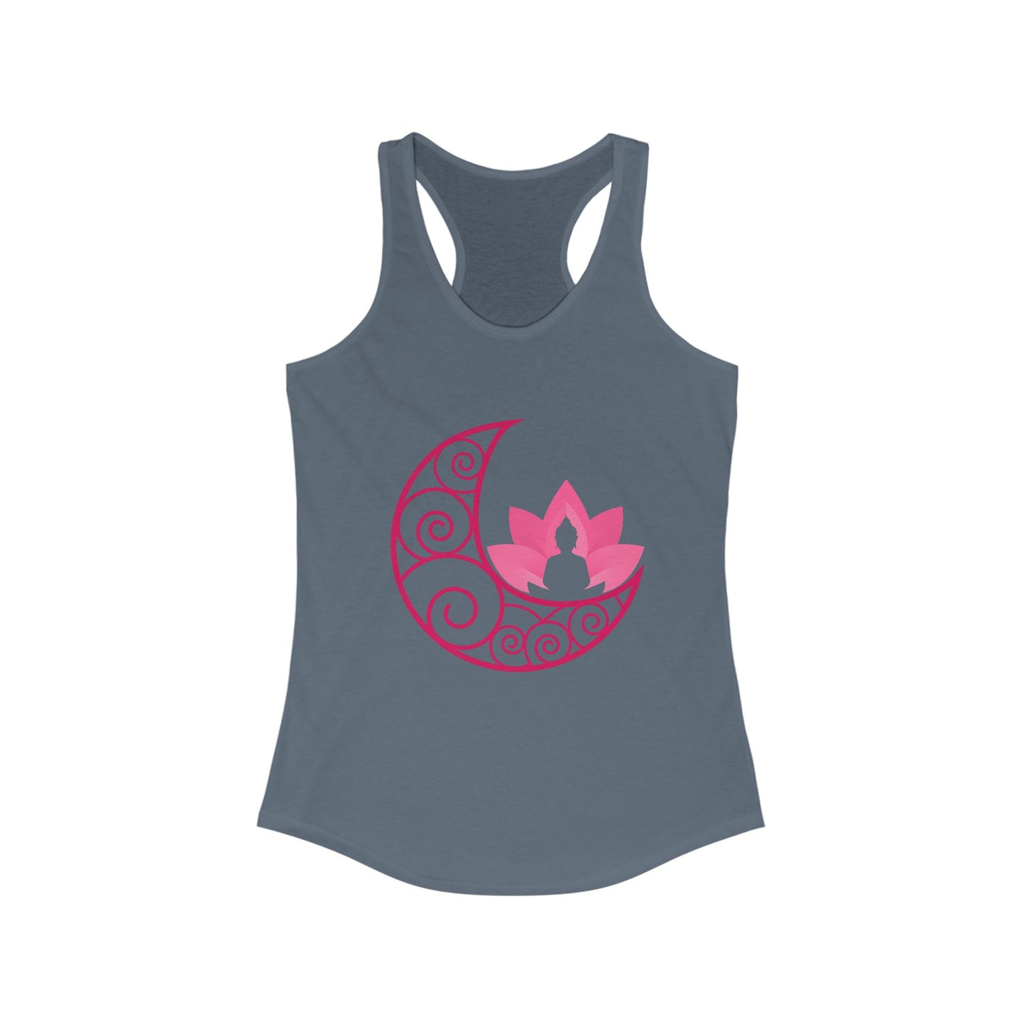 Moon & Buddha & Lotus Racerback Tank - Move in Peace, Glow with Intention