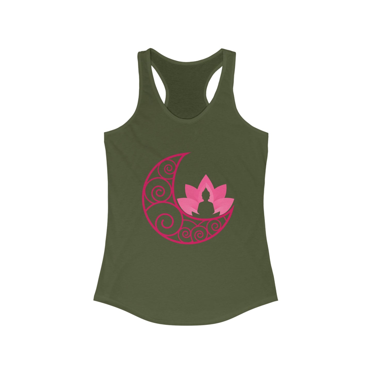 Moon & Buddha & Lotus Racerback Tank - Move in Peace, Glow with Intention