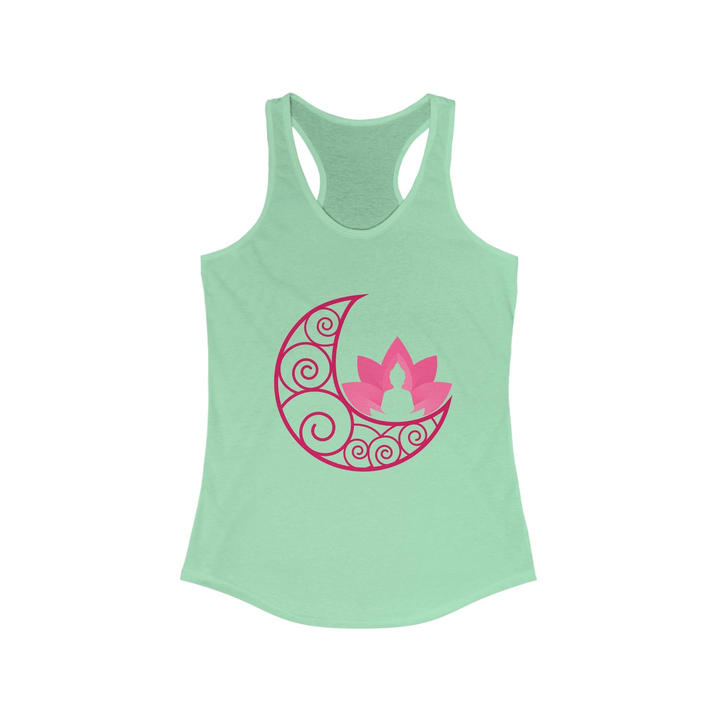 Moon & Buddha & Lotus Racerback Tank - Move in Peace, Glow with Intention