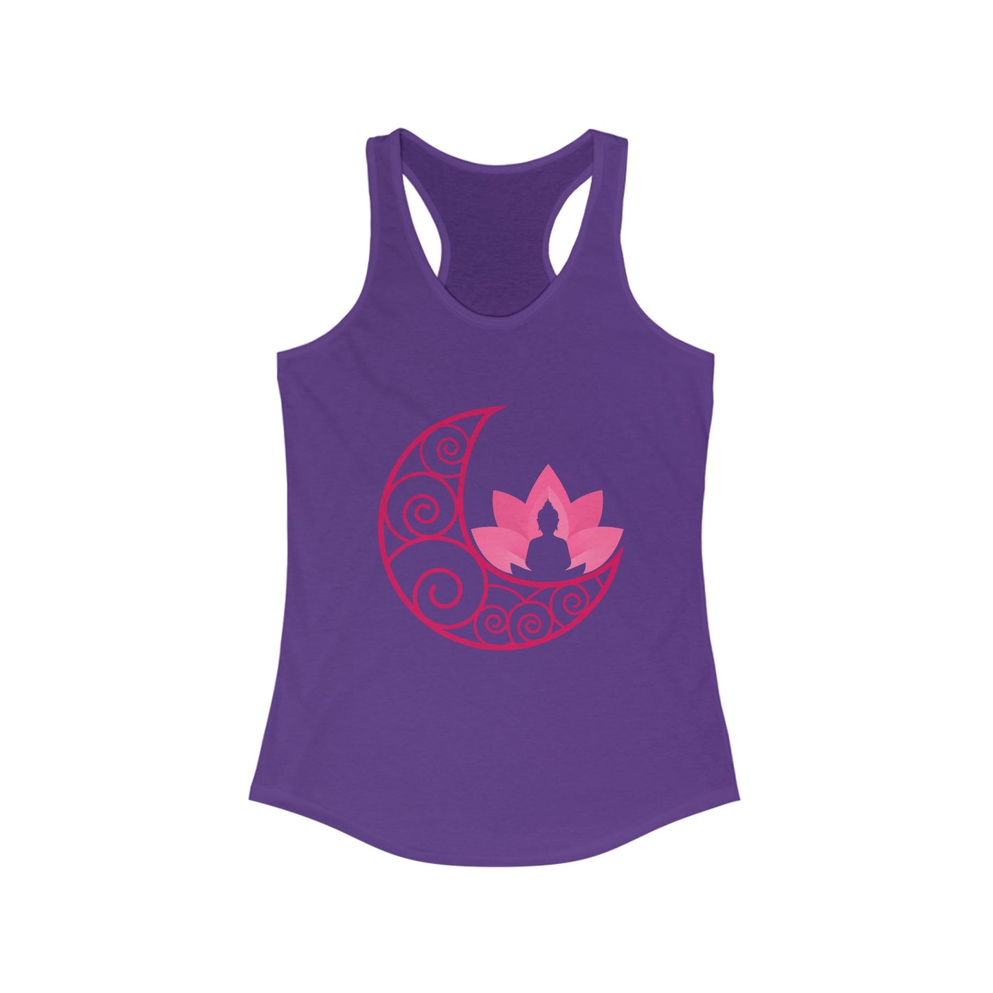 Moon & Buddha & Lotus Racerback Tank - Move in Peace, Glow with Intention