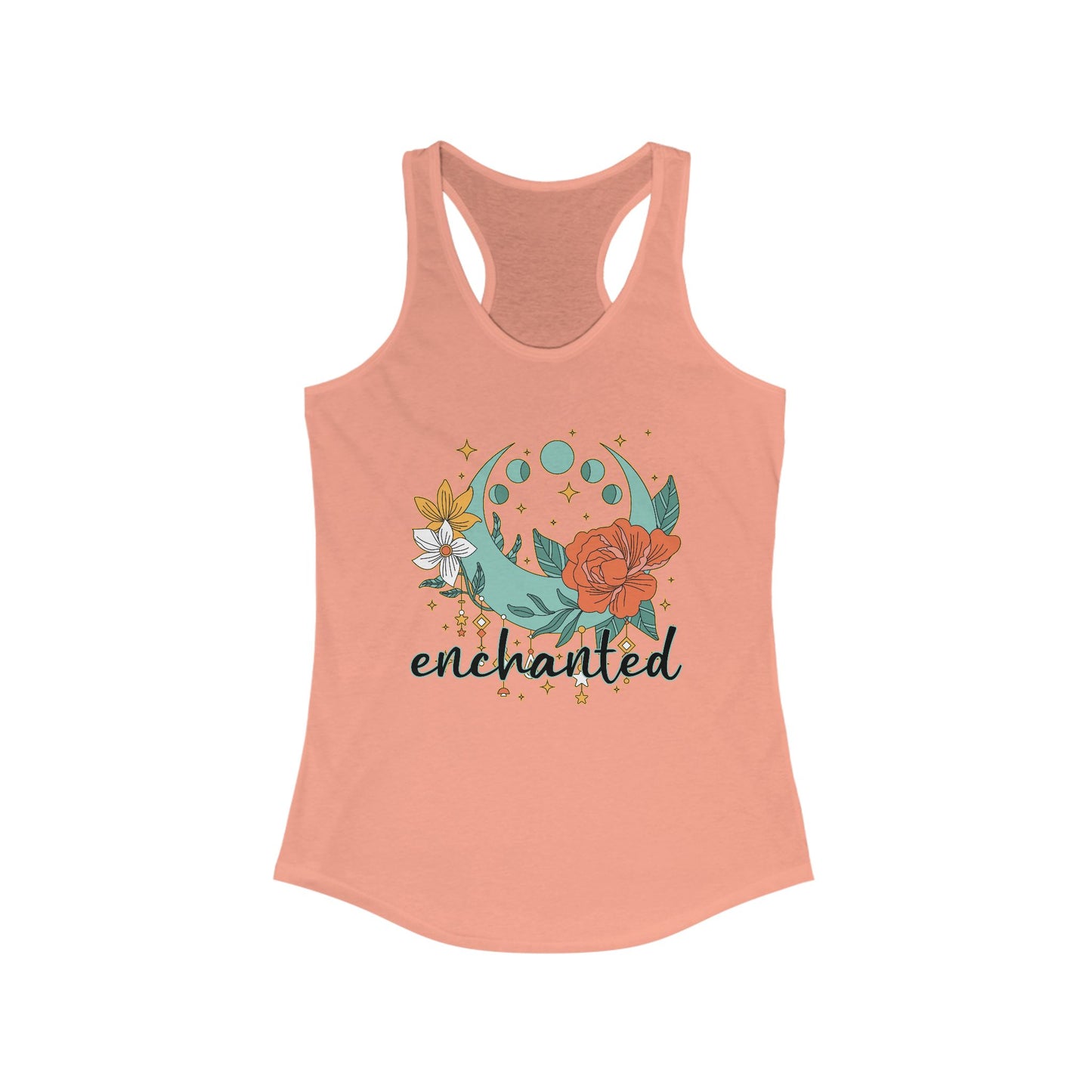 "Enchanted" Moon Phases Racerback Tank – BOHO Floral Lunar Vibes