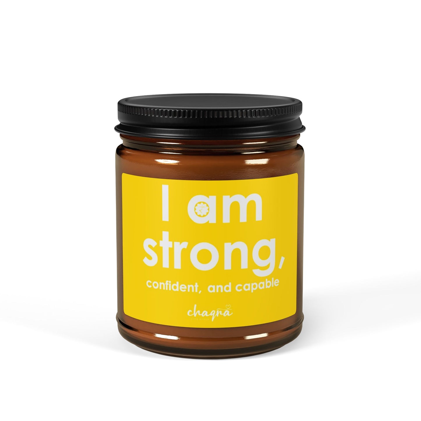 SOLAR PLEXUS CHAQRA Affirmation Candle 9oz. - "I am strong, confident, and capable"- Scented Soy Candle