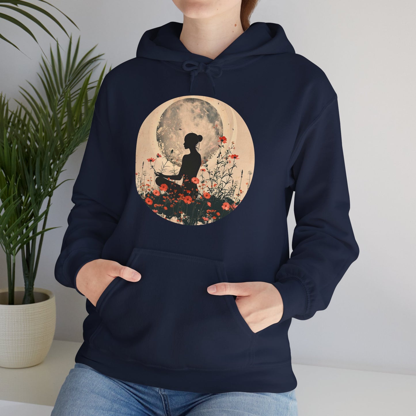 🌕Moonlit Meditation Hoodie – Divine Feminine Stillness & Strength✨🌹🧘🏾‍♀️