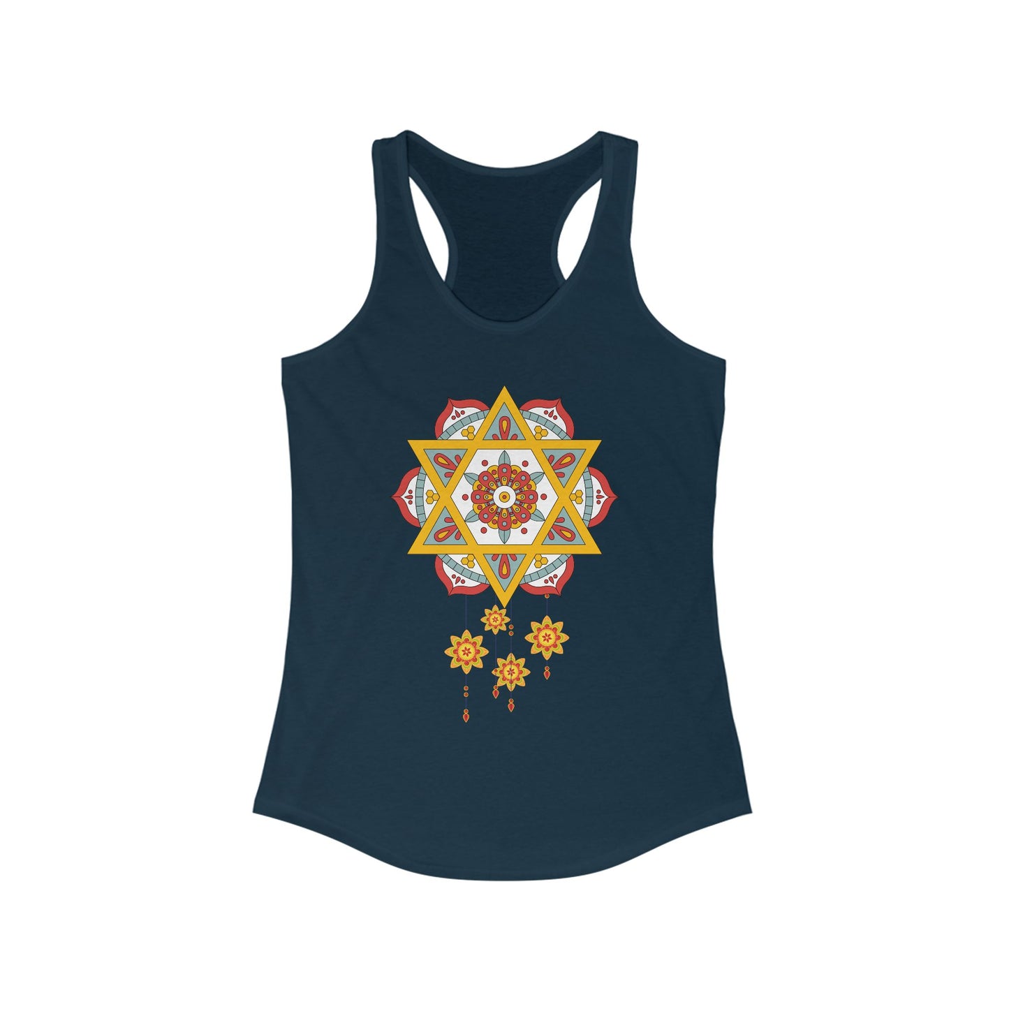 Stellar Mandala Racerback Tank – Colorful BOHO Star Design