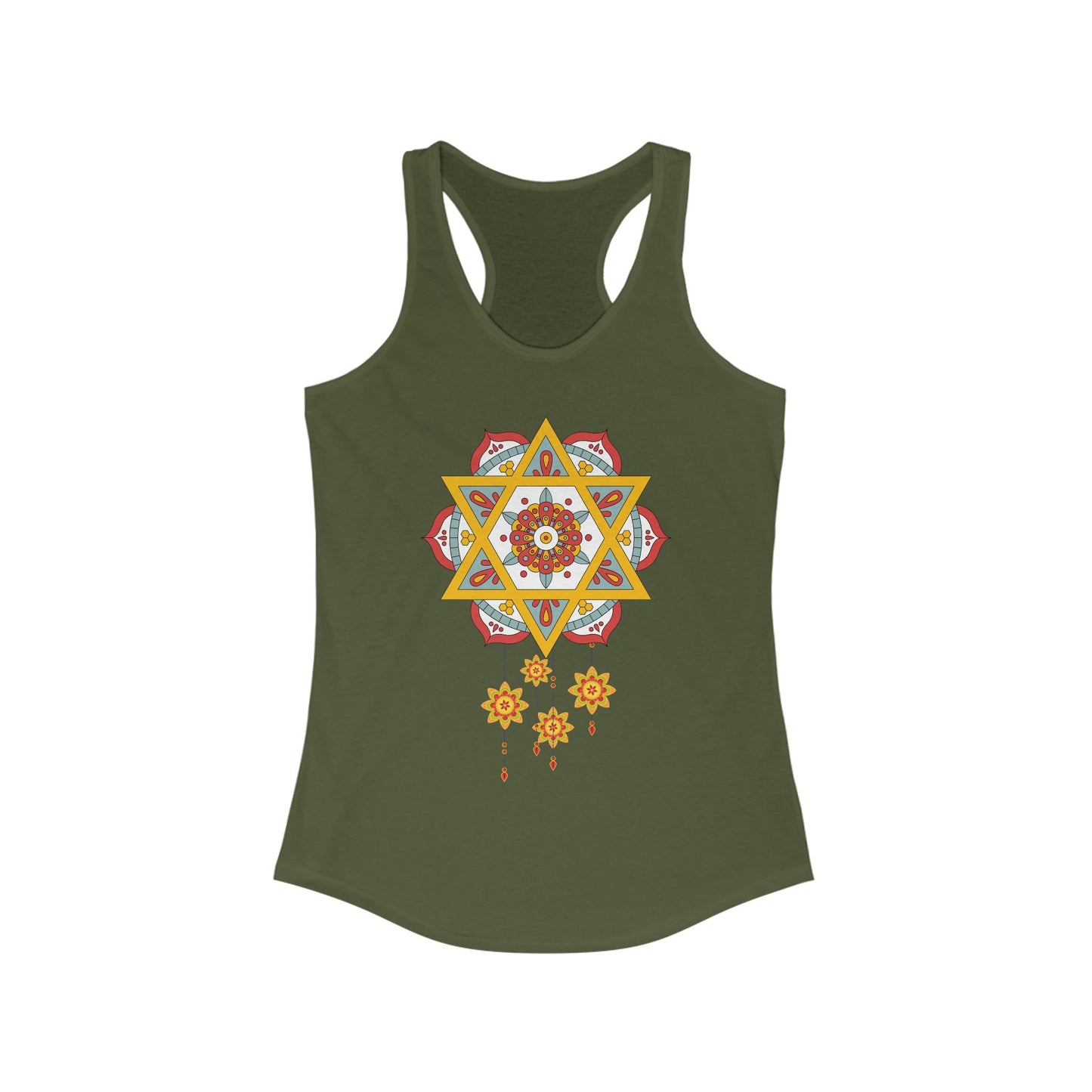 Stellar Mandala Racerback Tank – Colorful BOHO Star Design