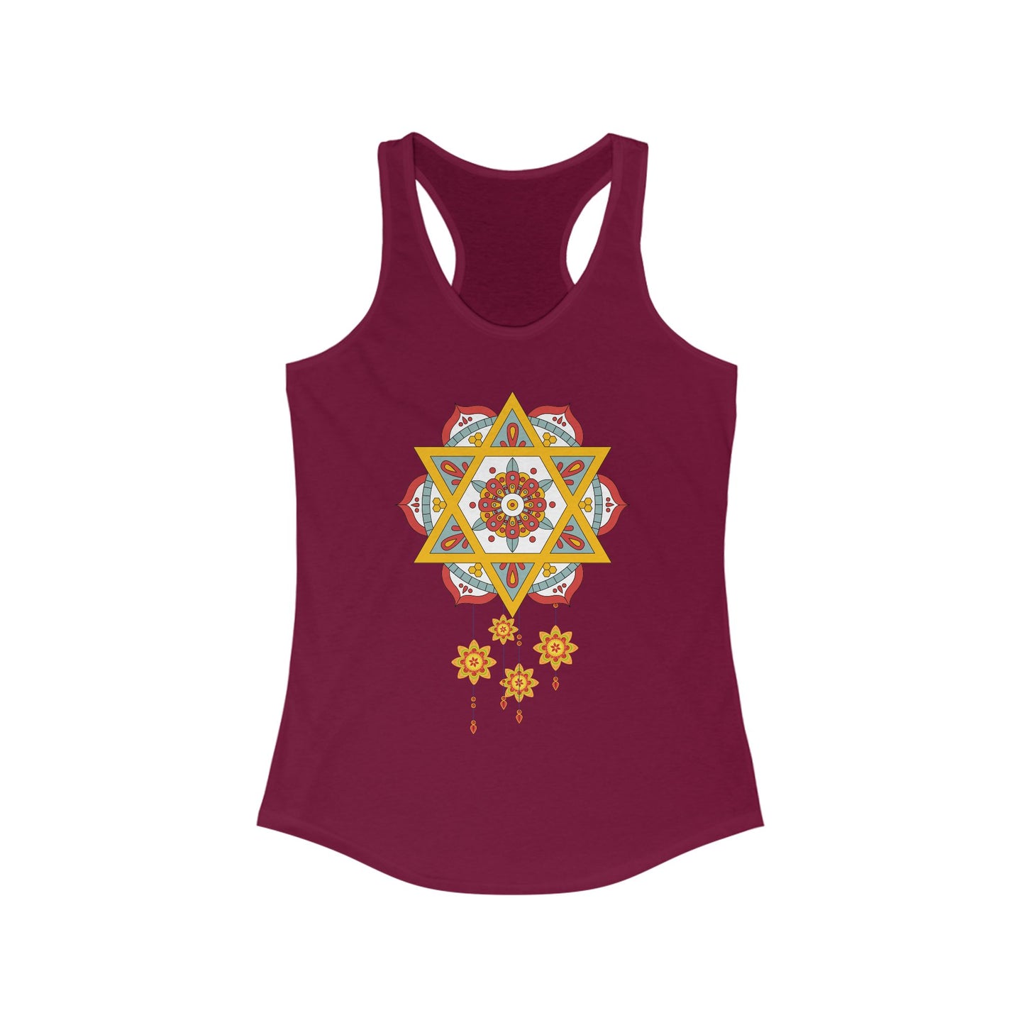 Stellar Mandala Racerback Tank – Colorful BOHO Star Design