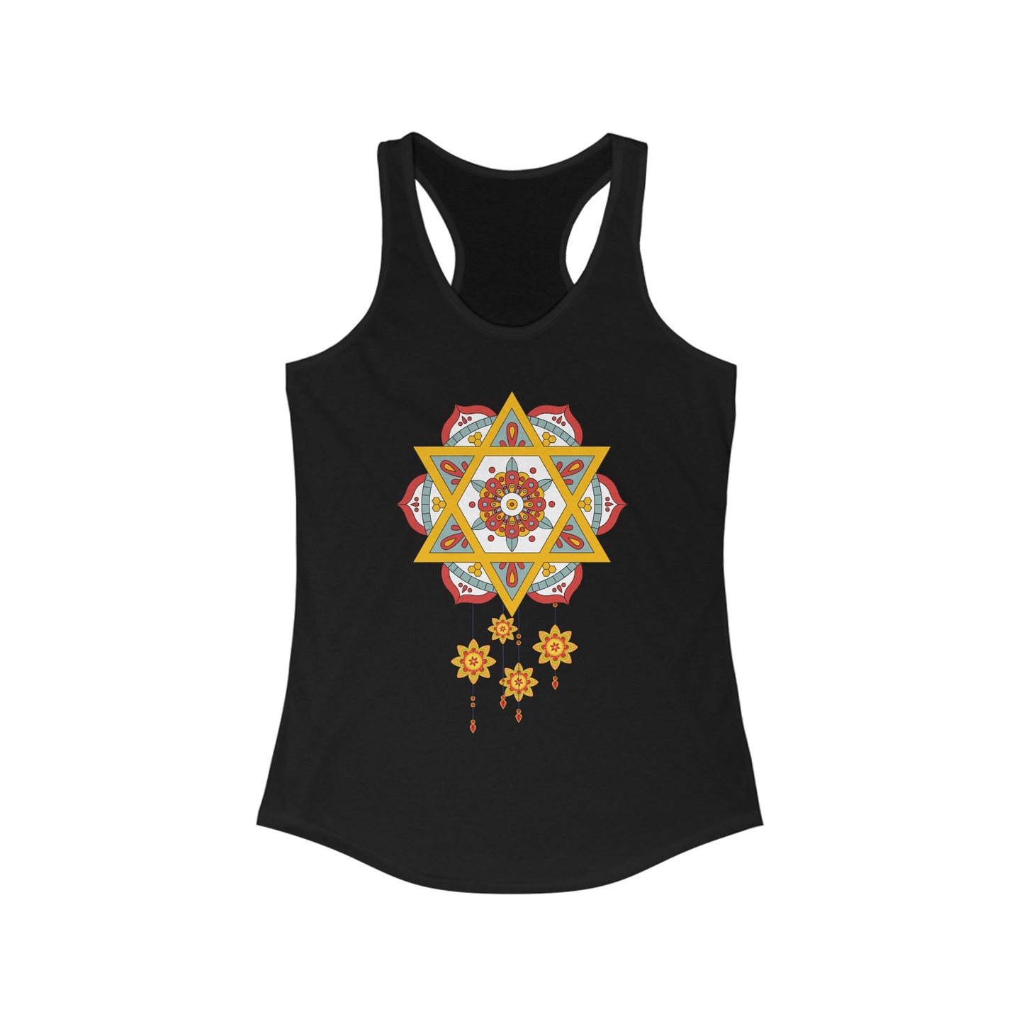 Stellar Mandala Racerback Tank – Colorful BOHO Star Design
