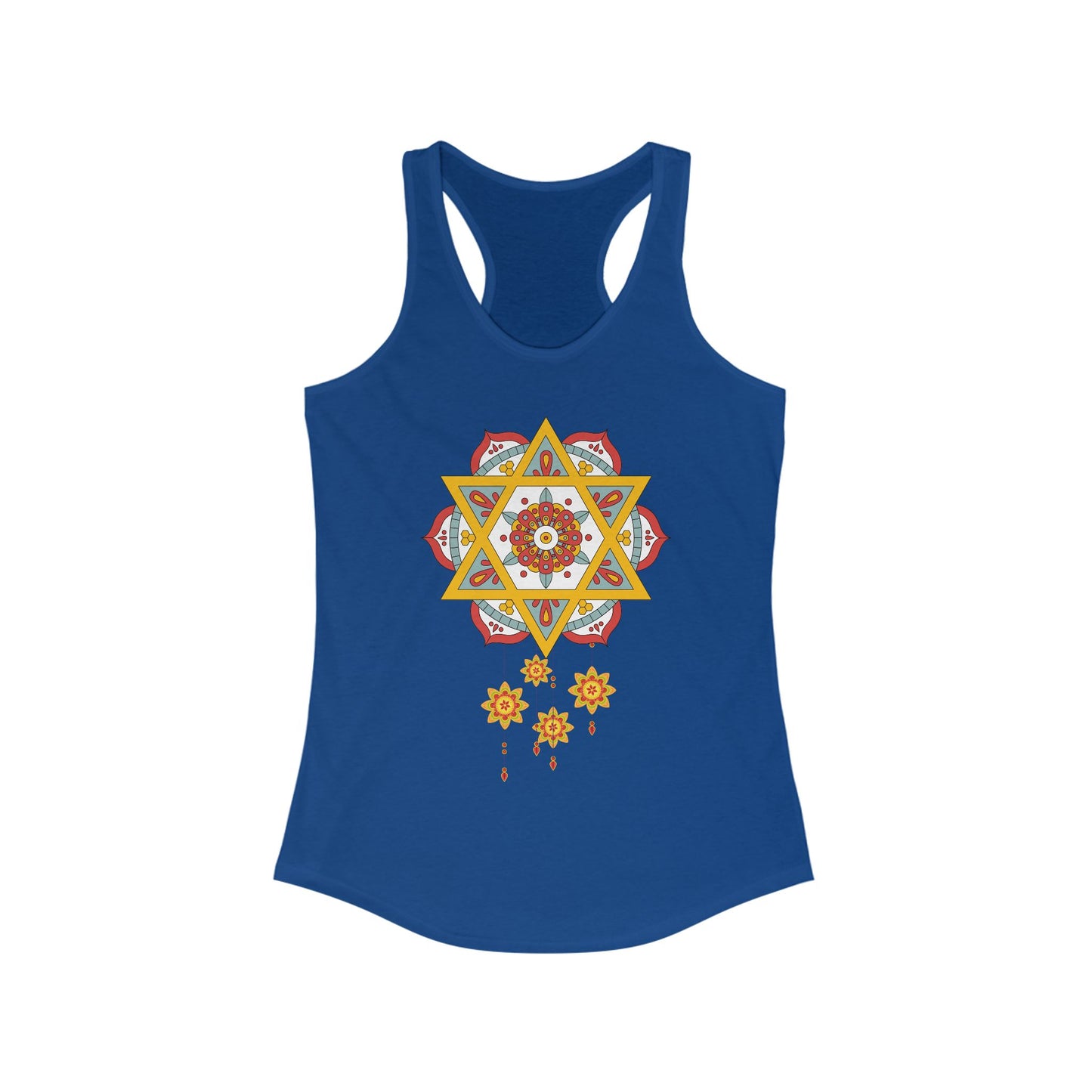 Stellar Mandala Racerback Tank – Colorful BOHO Star Design