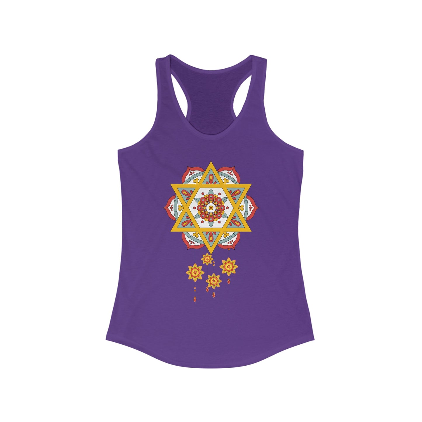 Stellar Mandala Racerback Tank – Colorful BOHO Star Design