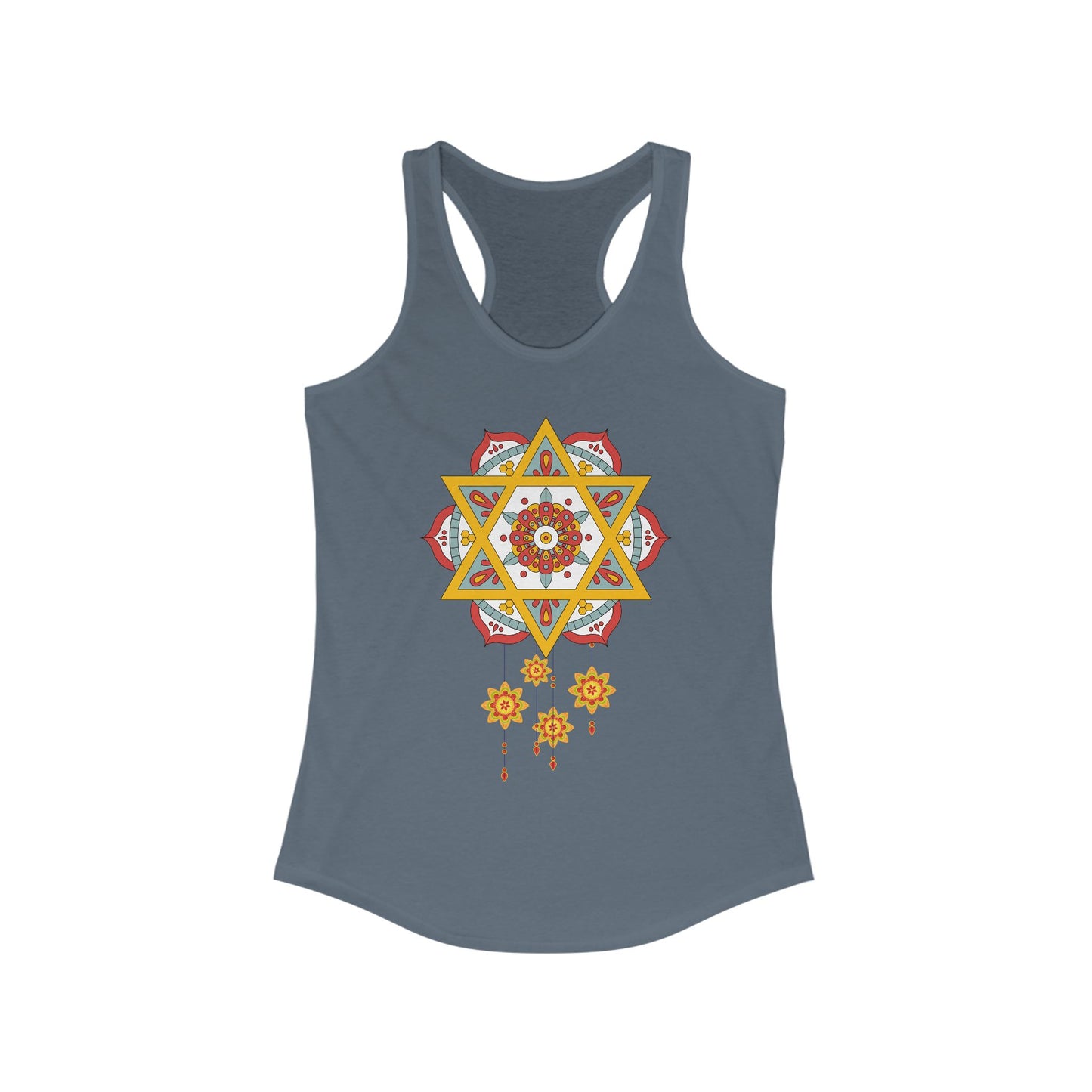 Stellar Mandala Racerback Tank – Colorful BOHO Star Design