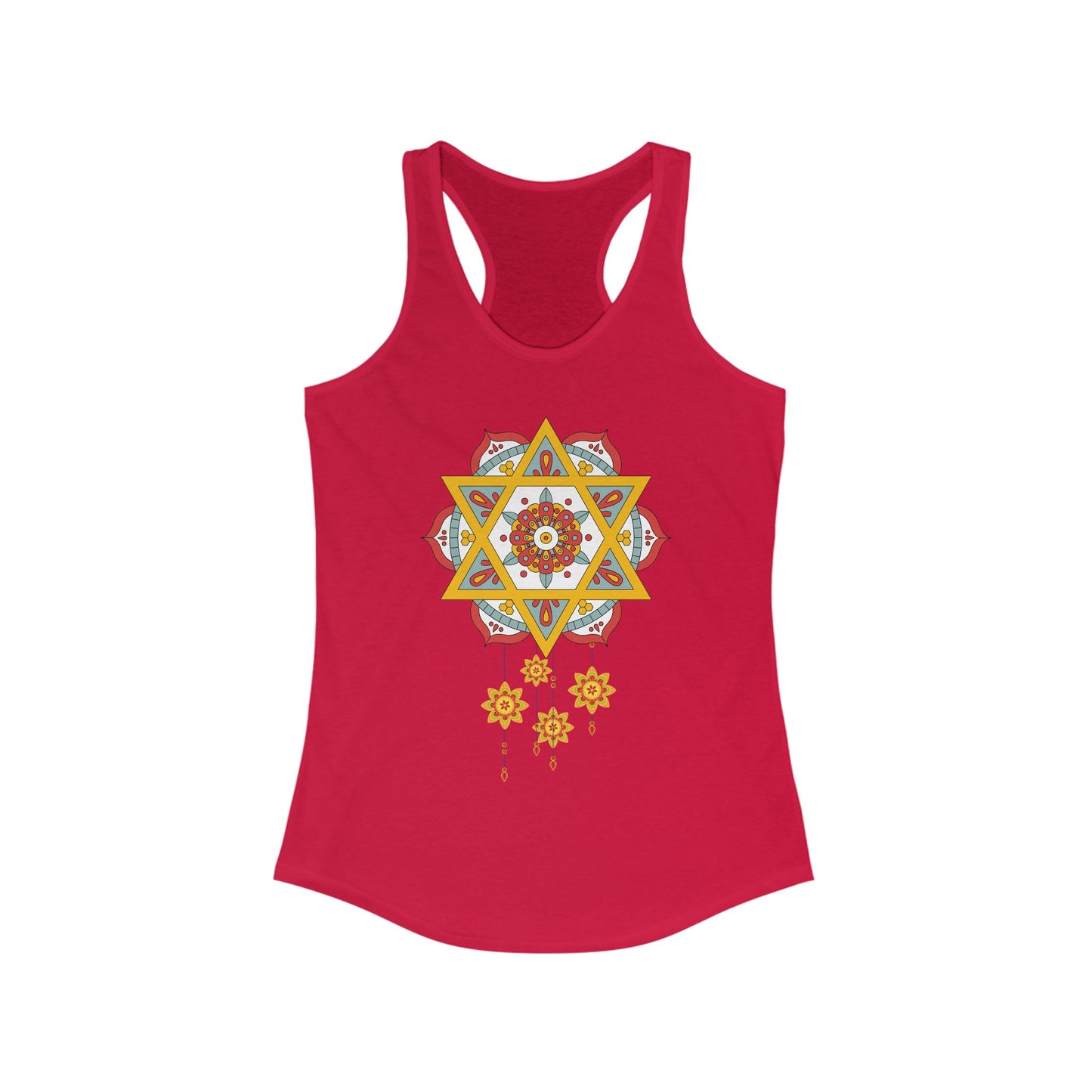 Stellar Mandala Racerback Tank – Colorful BOHO Star Design