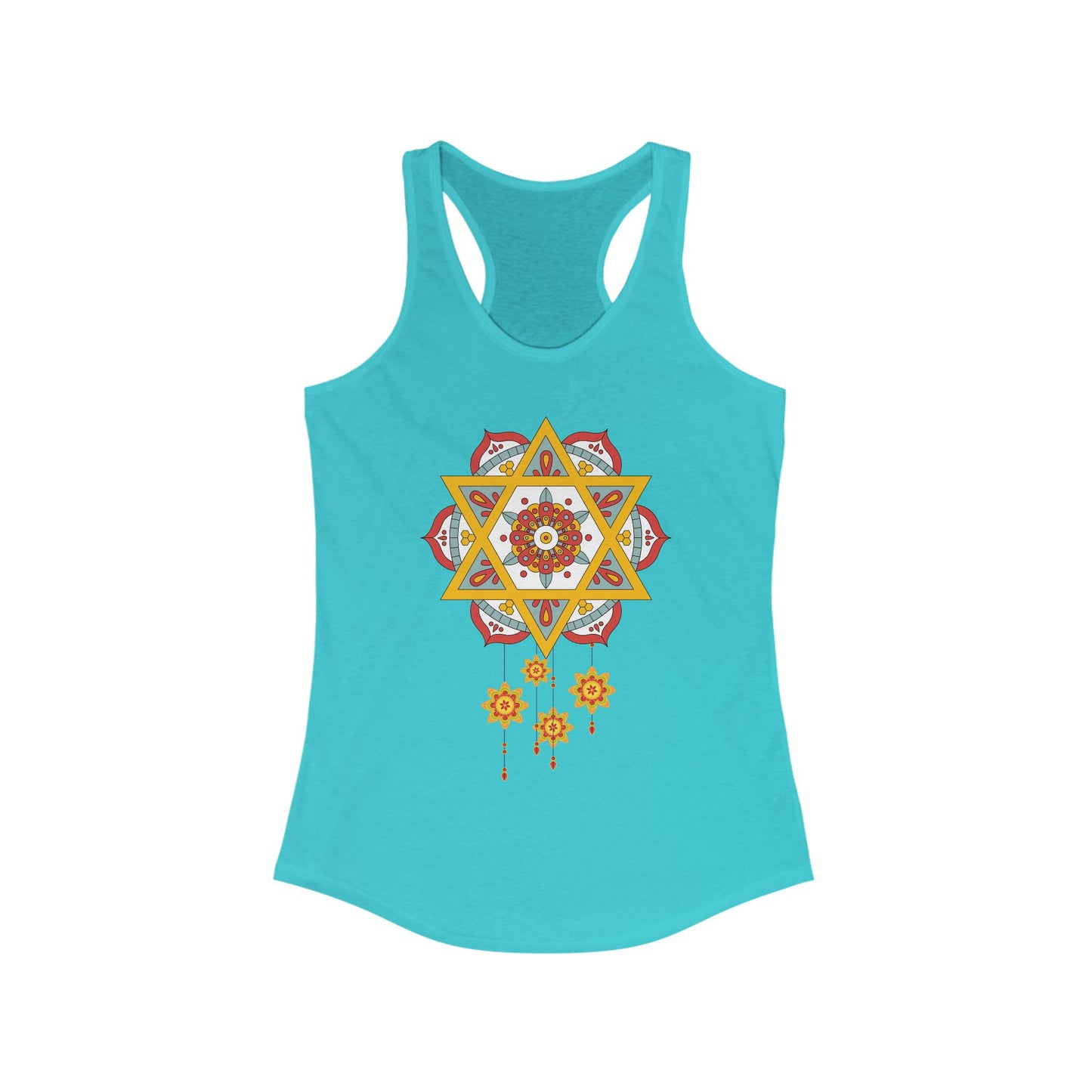 Stellar Mandala Racerback Tank – Colorful BOHO Star Design