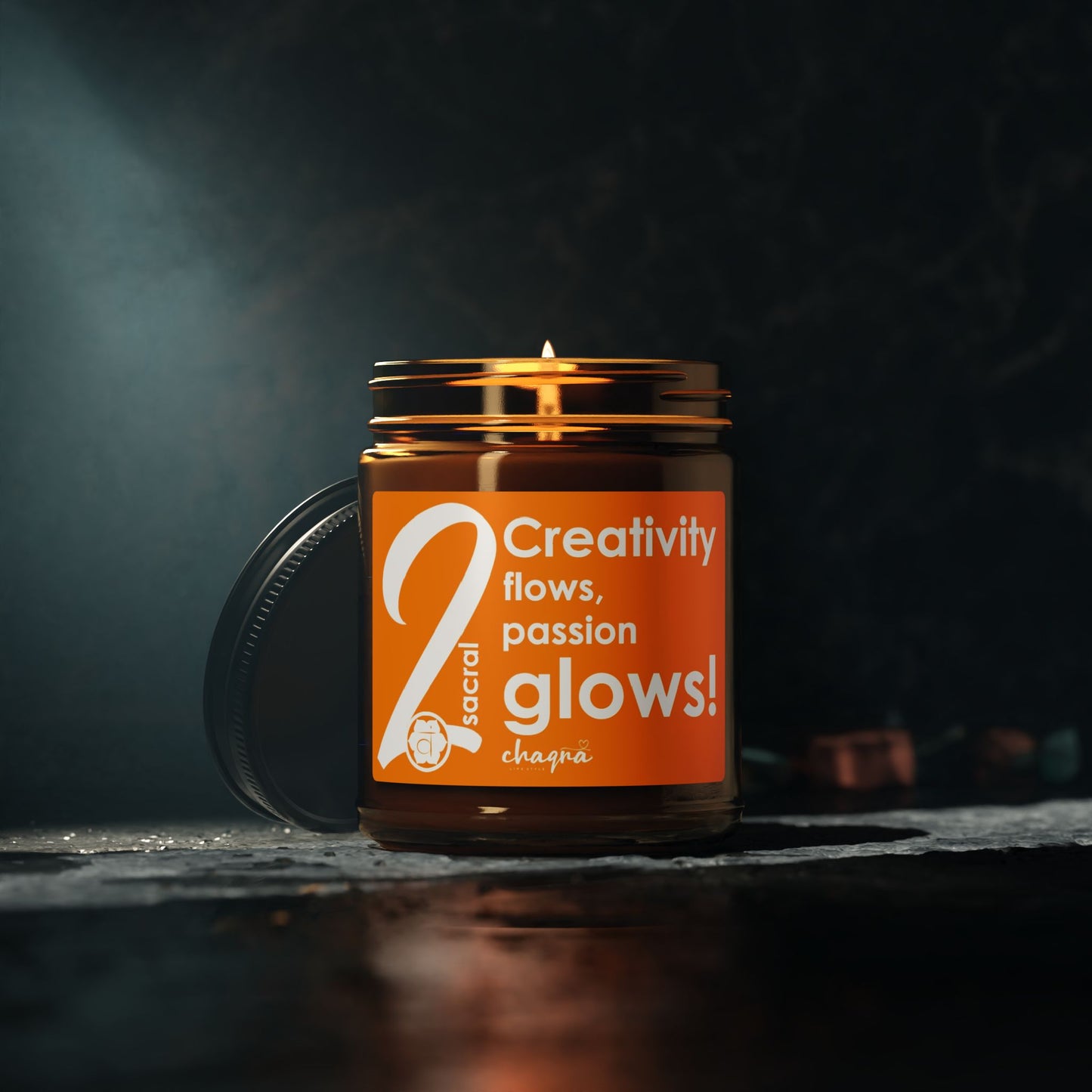 SACRAL CHAQRA Affirmation Candle 9oz.- "Creativity flows, passion glows!" - Scented Soy Candle