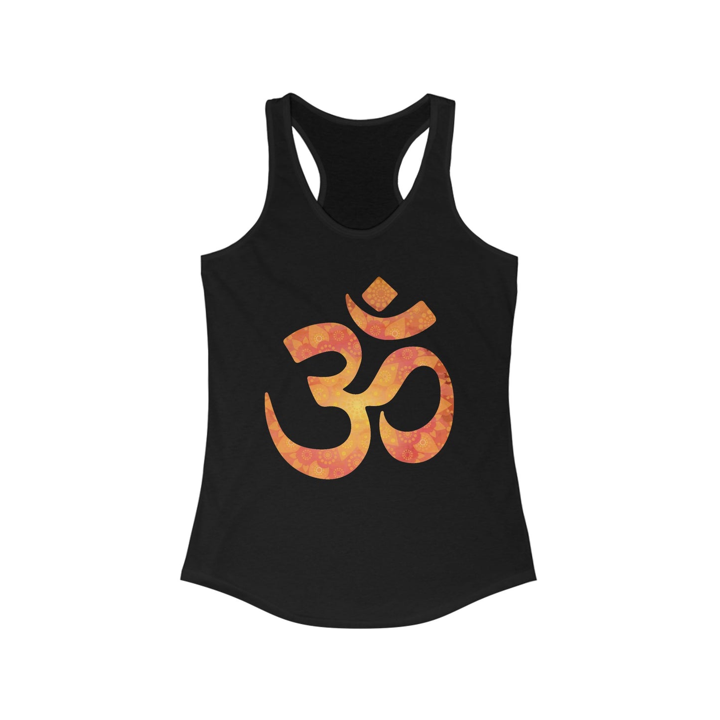 Sacred Vibes Racerback Tank – Orange OM Mandala Energy