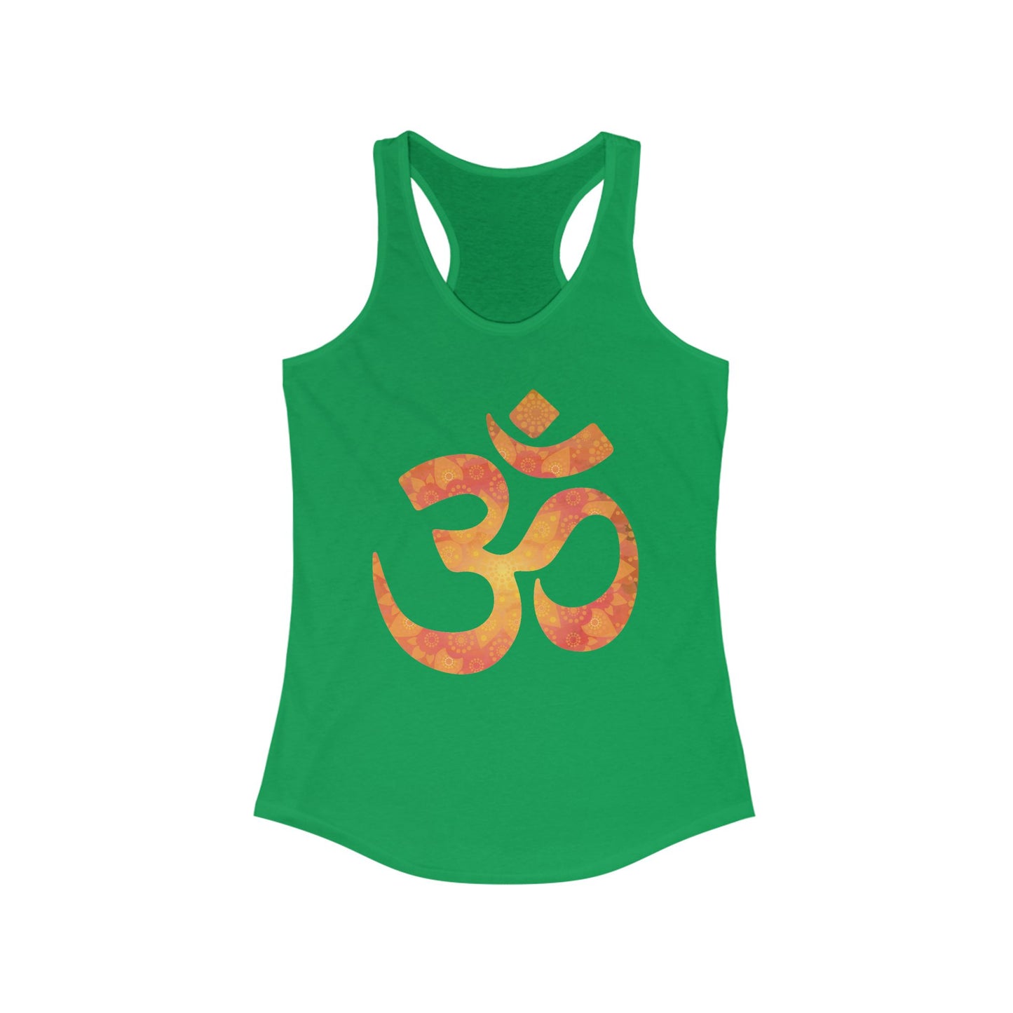 Sacred Vibes Racerback Tank – Orange OM Mandala Energy