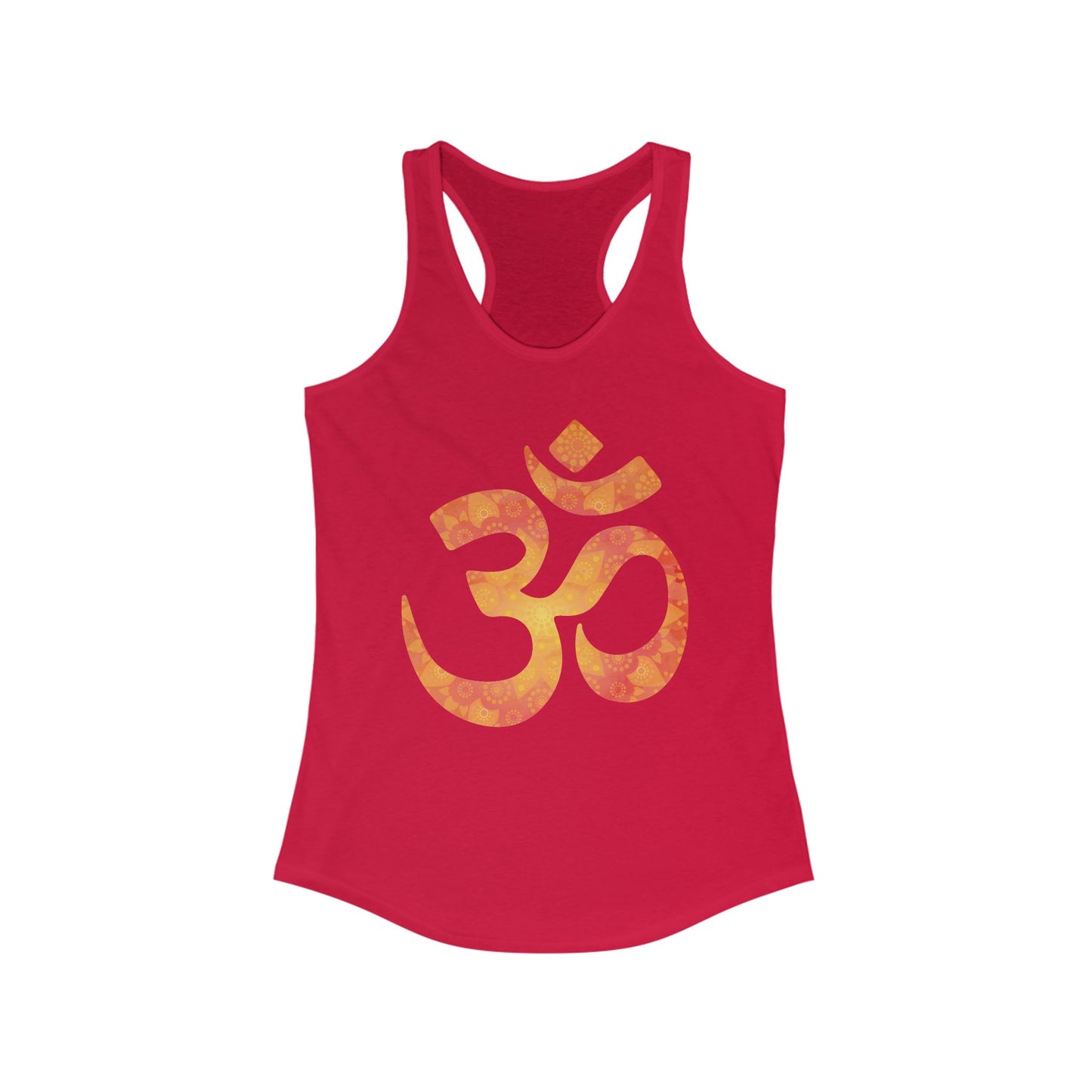 Sacred Vibes Racerback Tank – Orange OM Mandala Energy