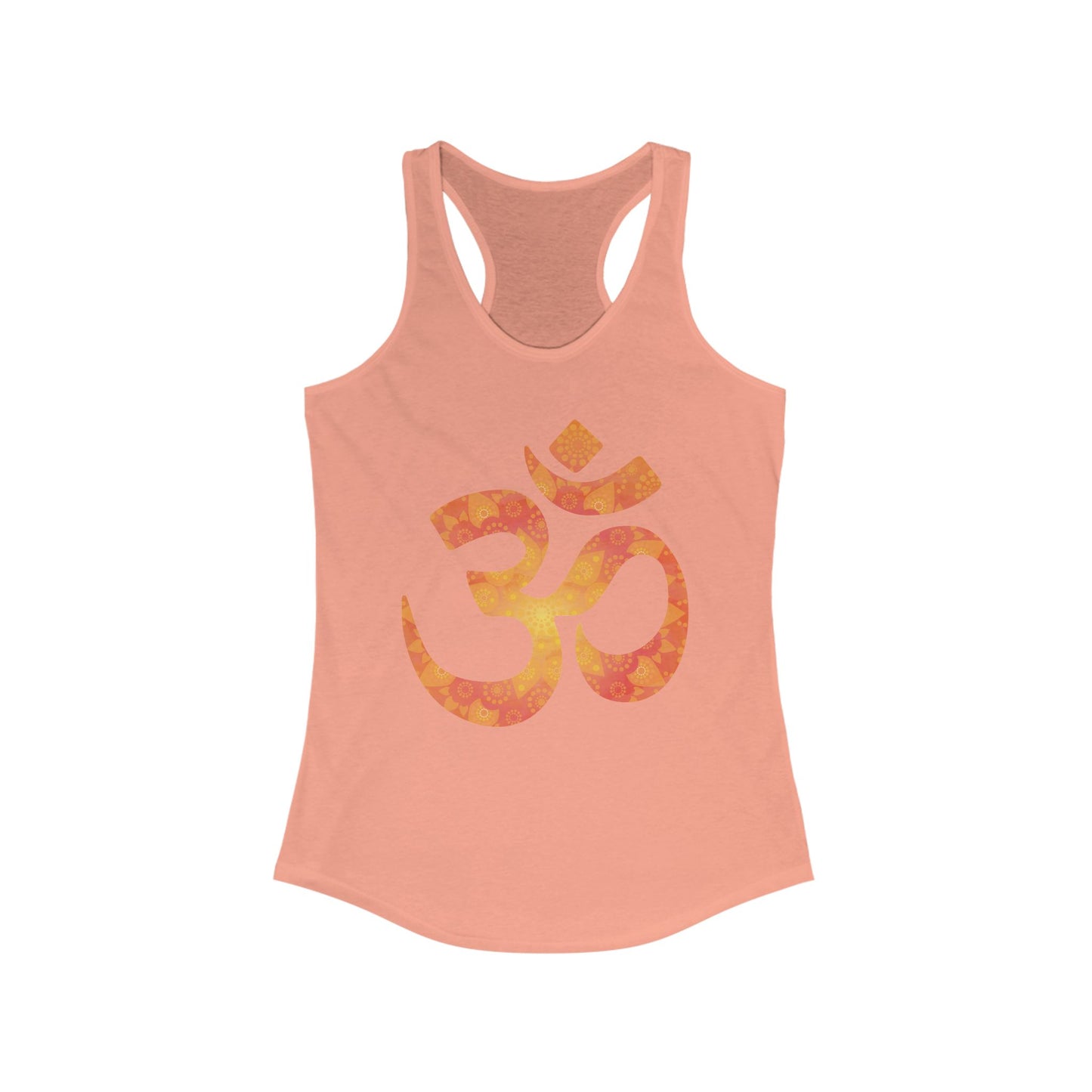 Sacred Vibes Racerback Tank – Orange OM Mandala Energy