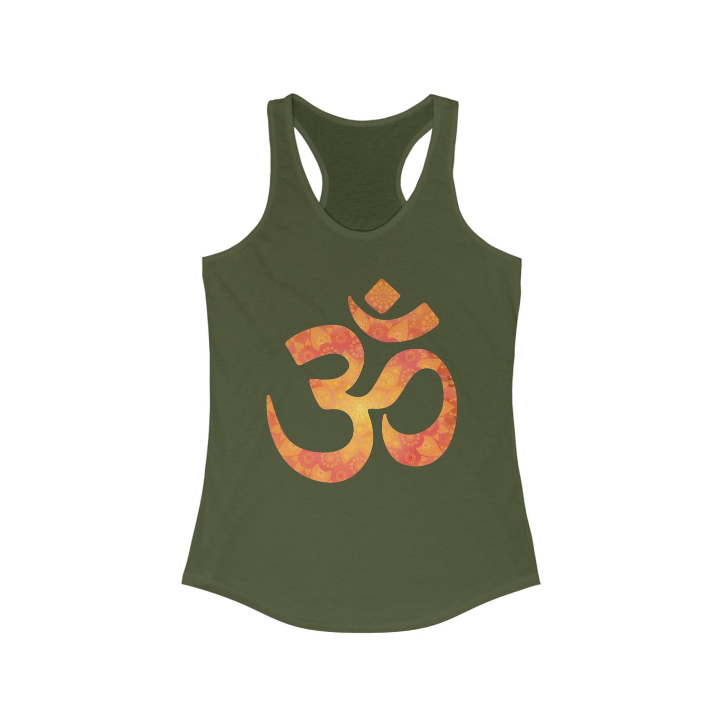 Sacred Vibes Racerback Tank – Orange OM Mandala Energy