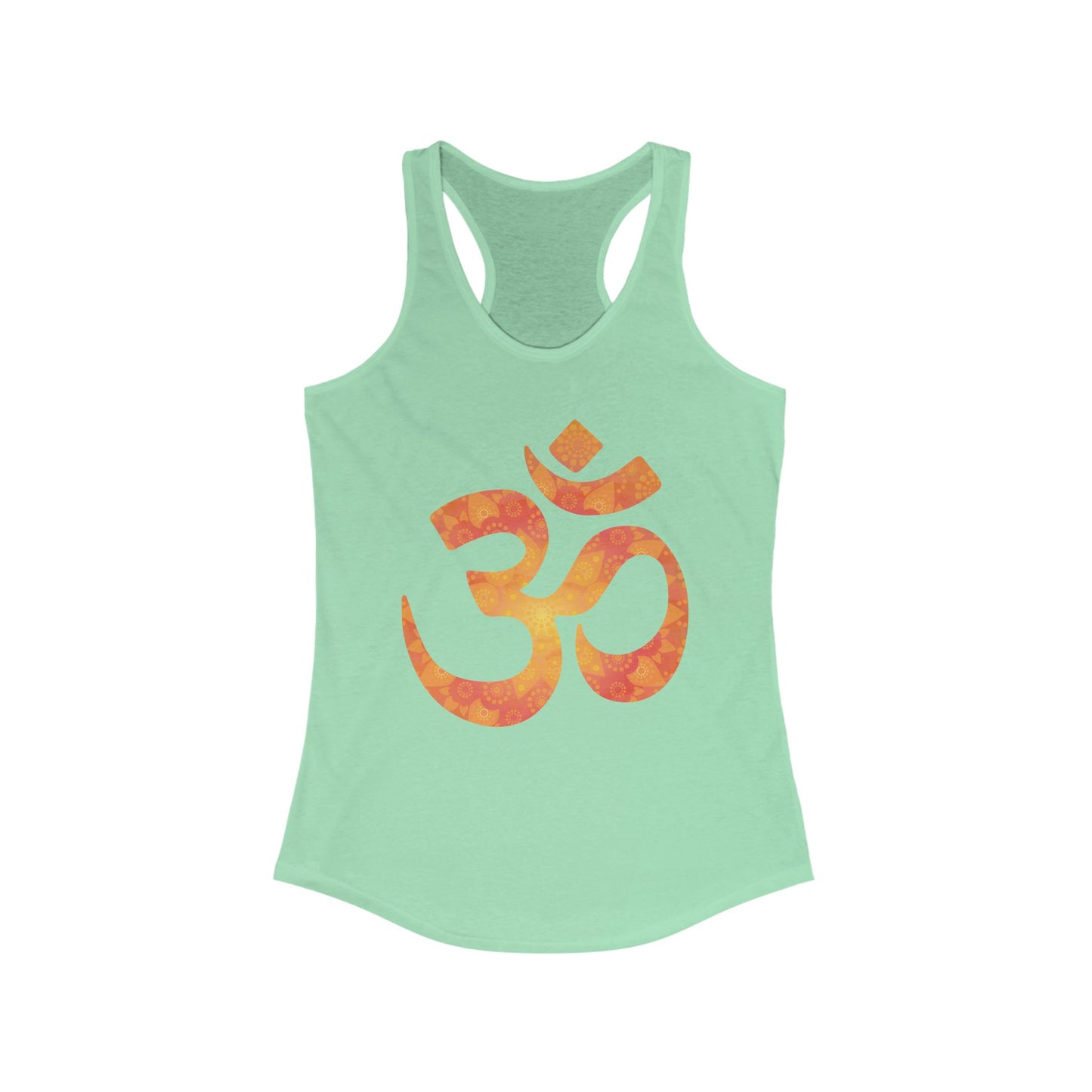 Sacred Vibes Racerback Tank – Orange OM Mandala Energy