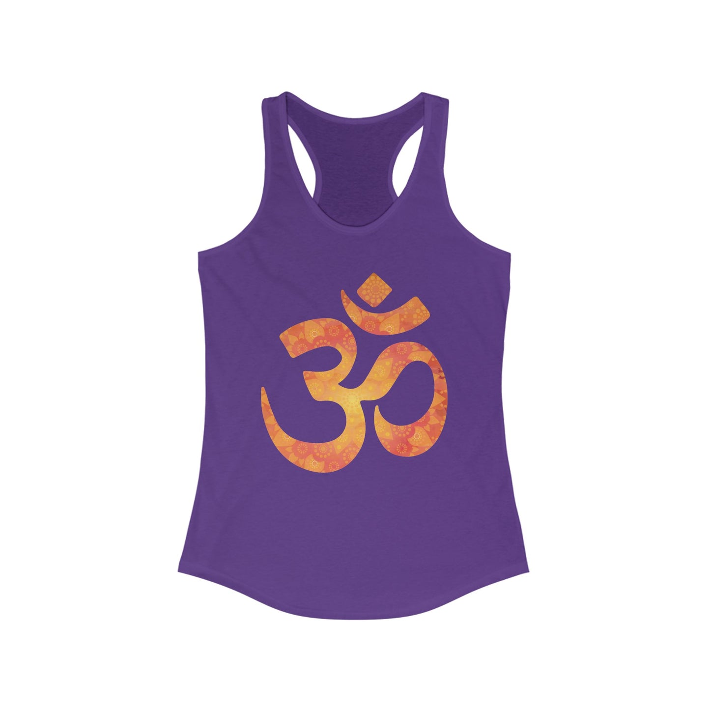 Sacred Vibes Racerback Tank – Orange OM Mandala Energy