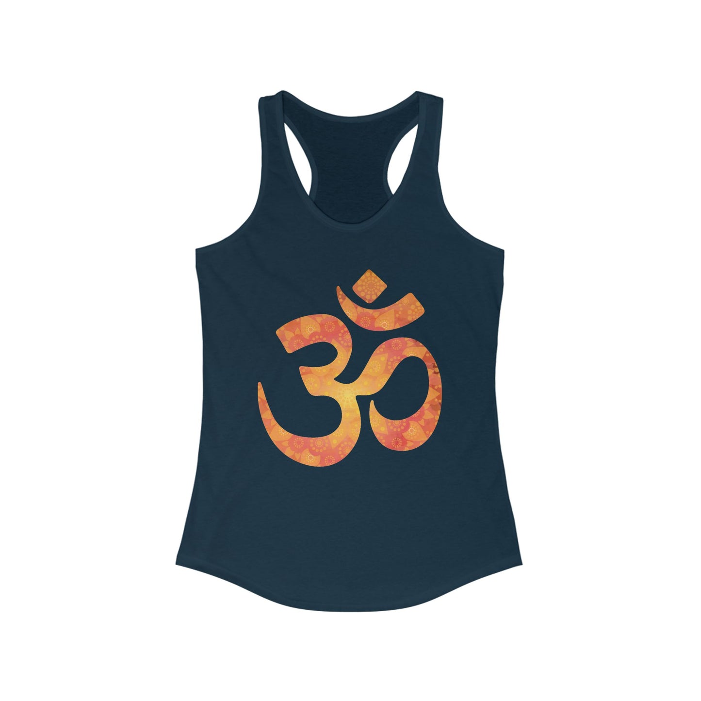 Sacred Vibes Racerback Tank – Orange OM Mandala Energy