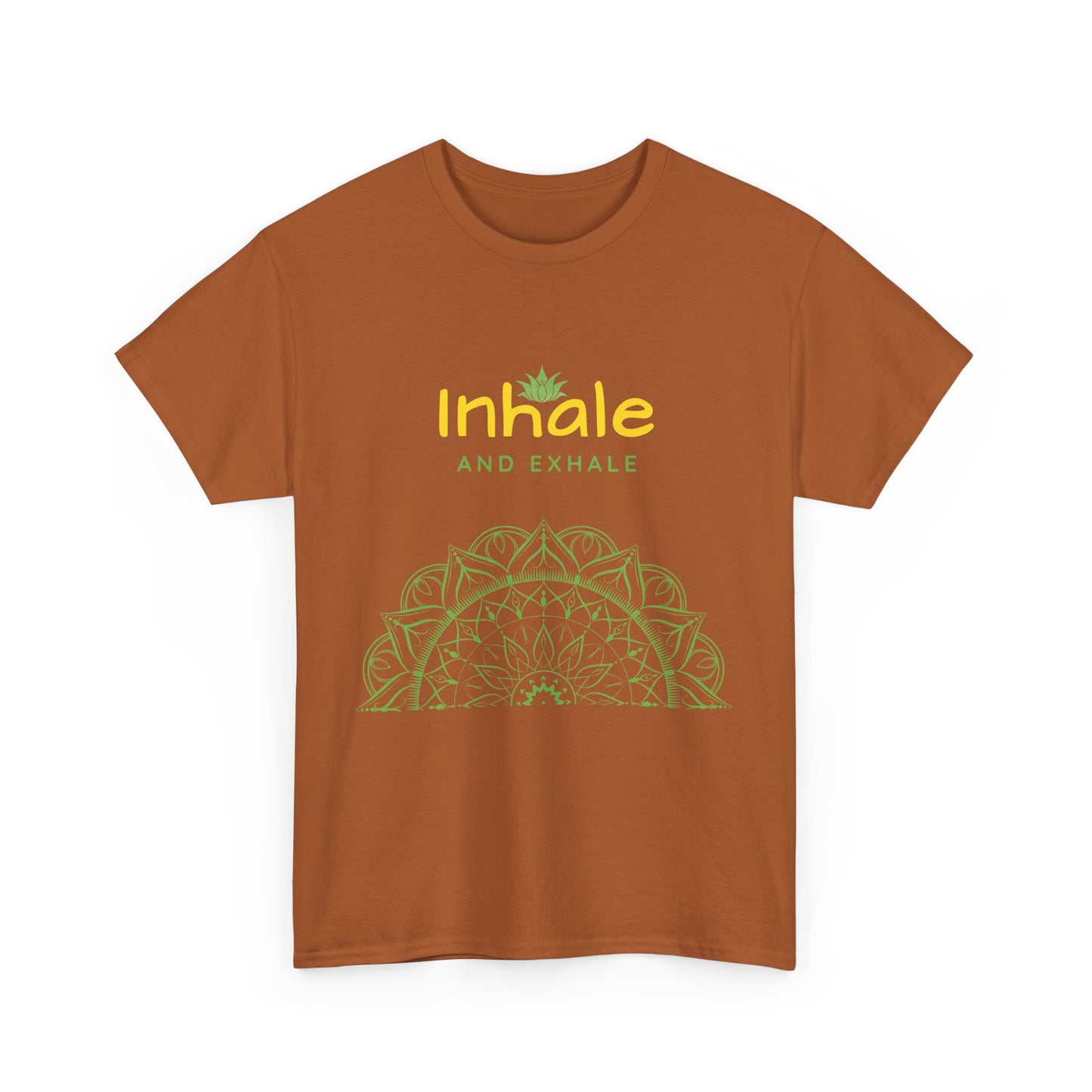 Inhale Exhale Mandala Heavy Cotton Tee - Breathe In Peace, Breathe Out Stress