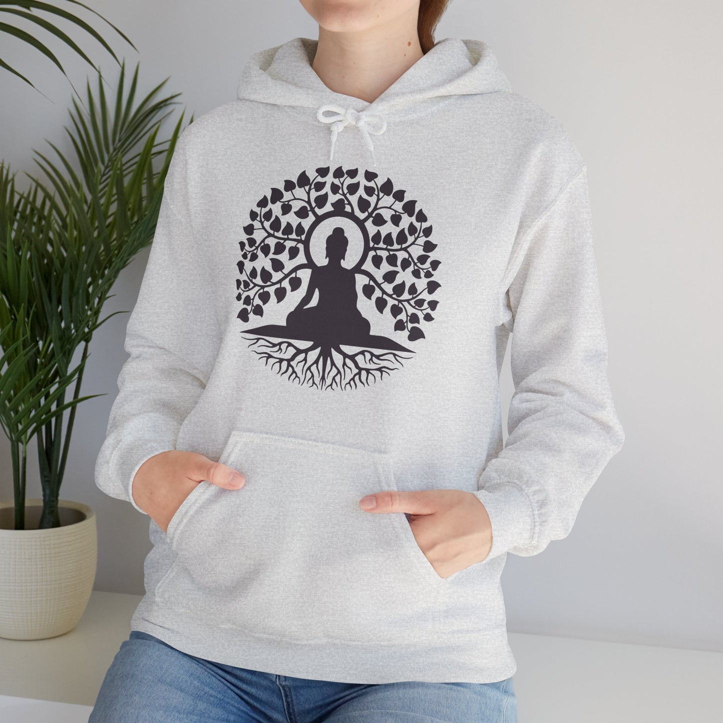 🌱Stillness Hoodie – Buddha Roots & Inner Peace🧘‍♂️🌳✨