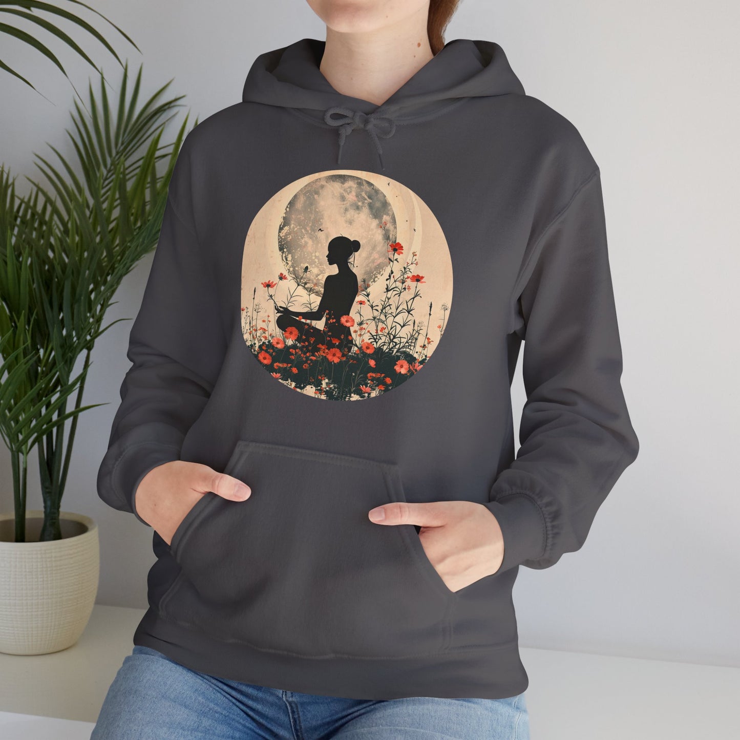 🌕Moonlit Meditation Hoodie – Divine Feminine Stillness & Strength✨🌹🧘🏾‍♀️