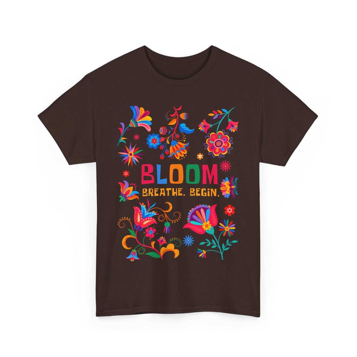 "Bloom. Breathe. Begin." Heavy Cotton Tee - A Fresh Start in Every Thread